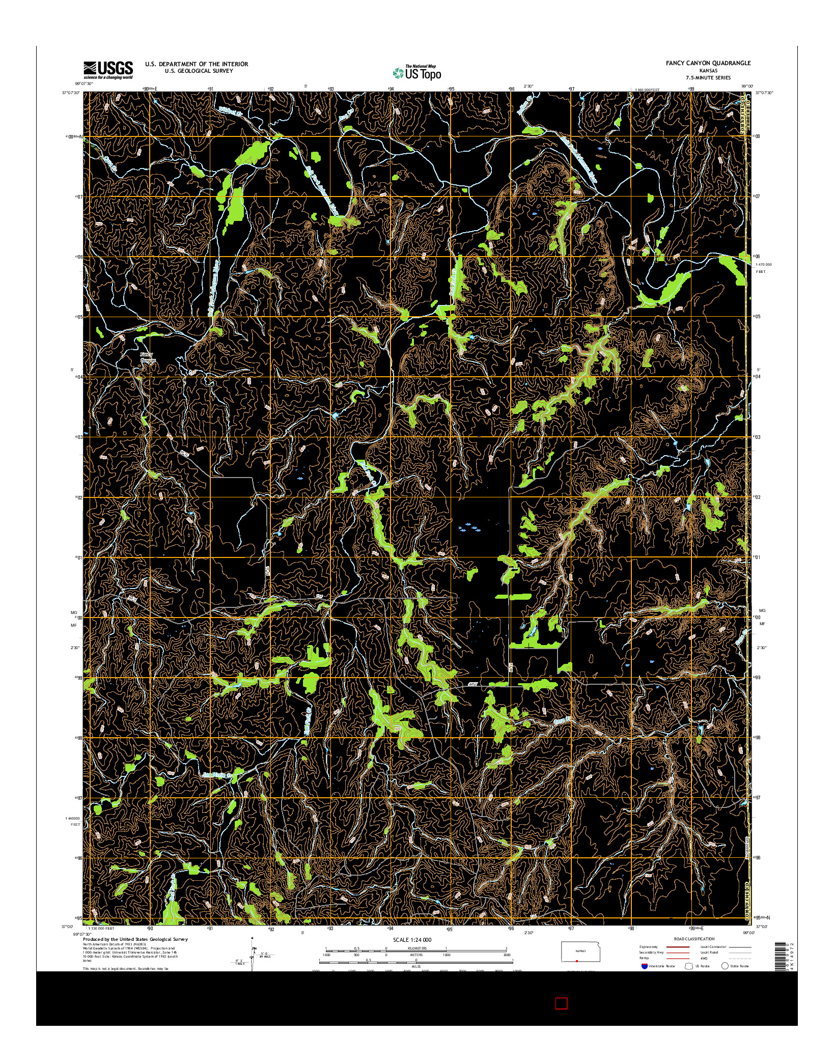 USGS US TOPO 7.5-MINUTE MAP FOR FANCY CANYON, KS 2015