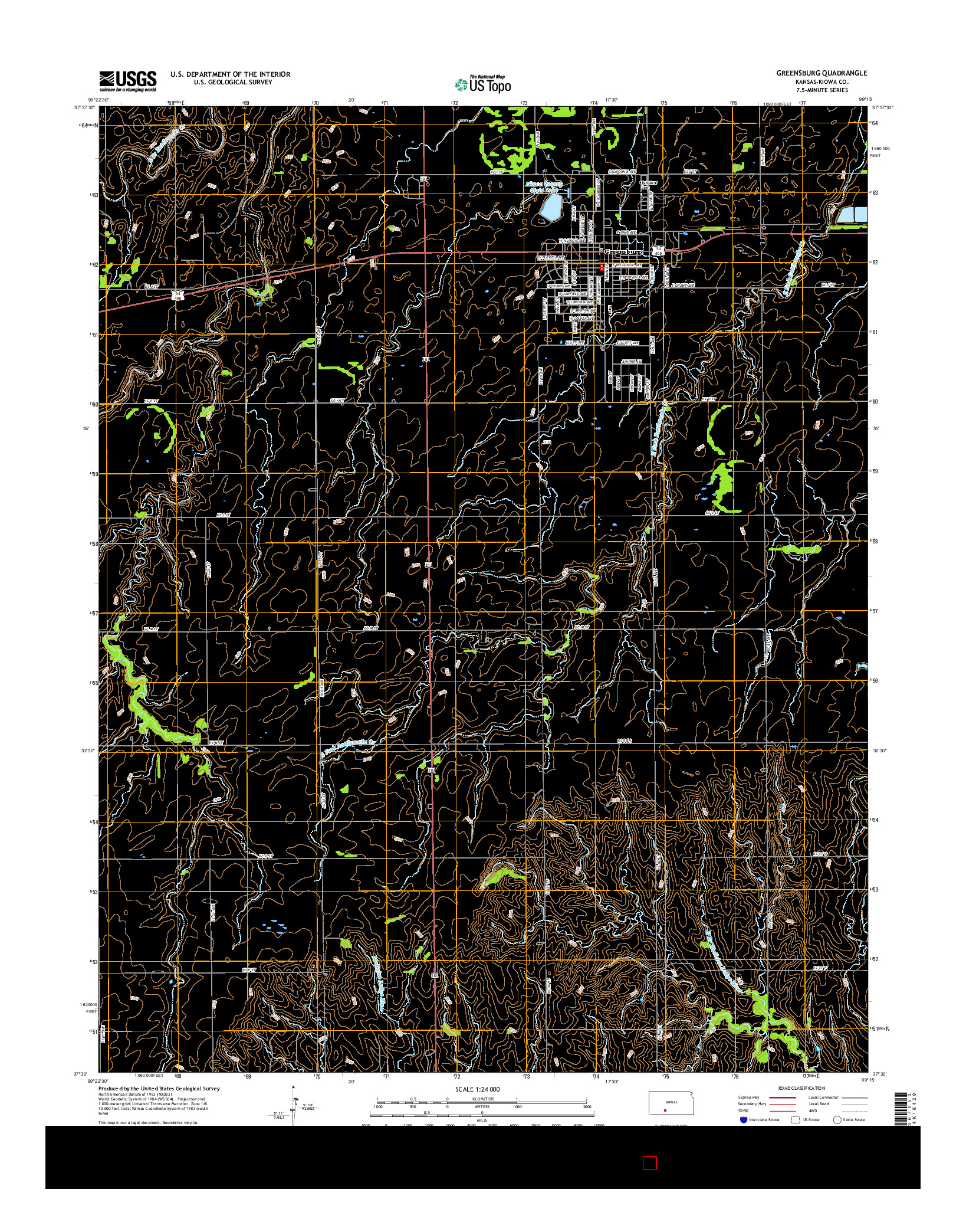 USGS US TOPO 7.5-MINUTE MAP FOR GREENSBURG, KS 2015