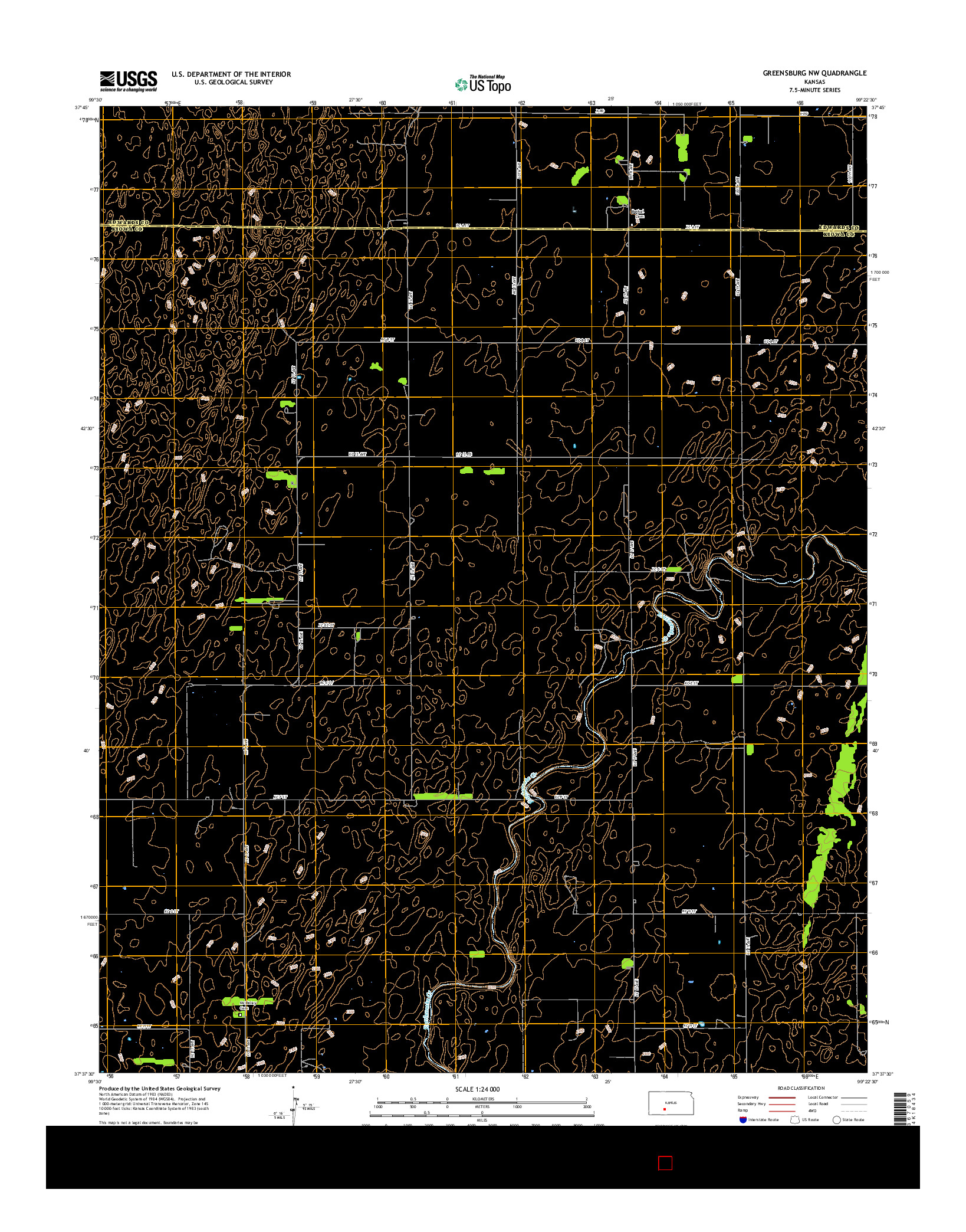 USGS US TOPO 7.5-MINUTE MAP FOR GREENSBURG NW, KS 2015