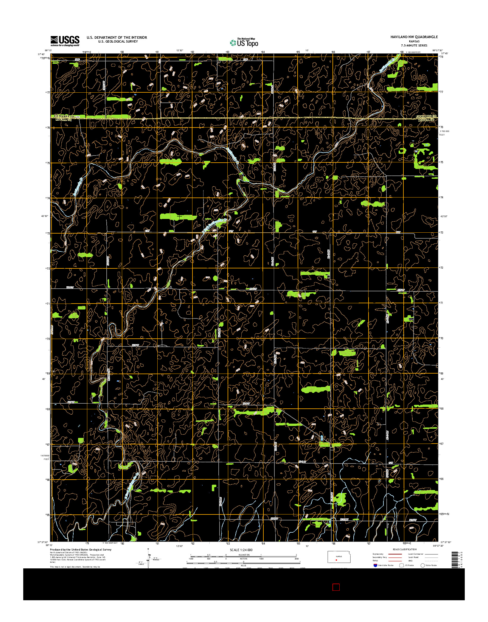 USGS US TOPO 7.5-MINUTE MAP FOR HAVILAND NW, KS 2015