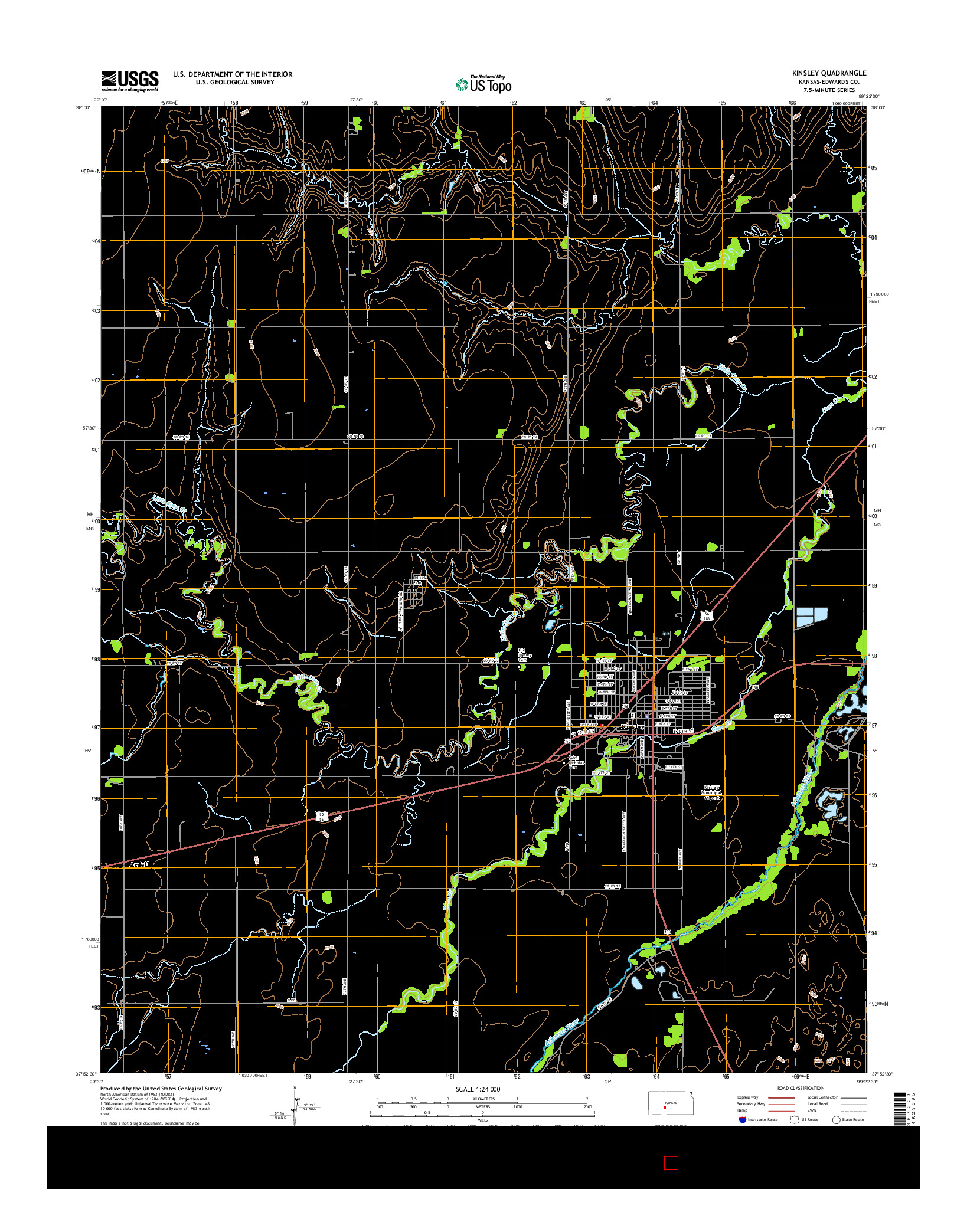 USGS US TOPO 7.5-MINUTE MAP FOR KINSLEY, KS 2015