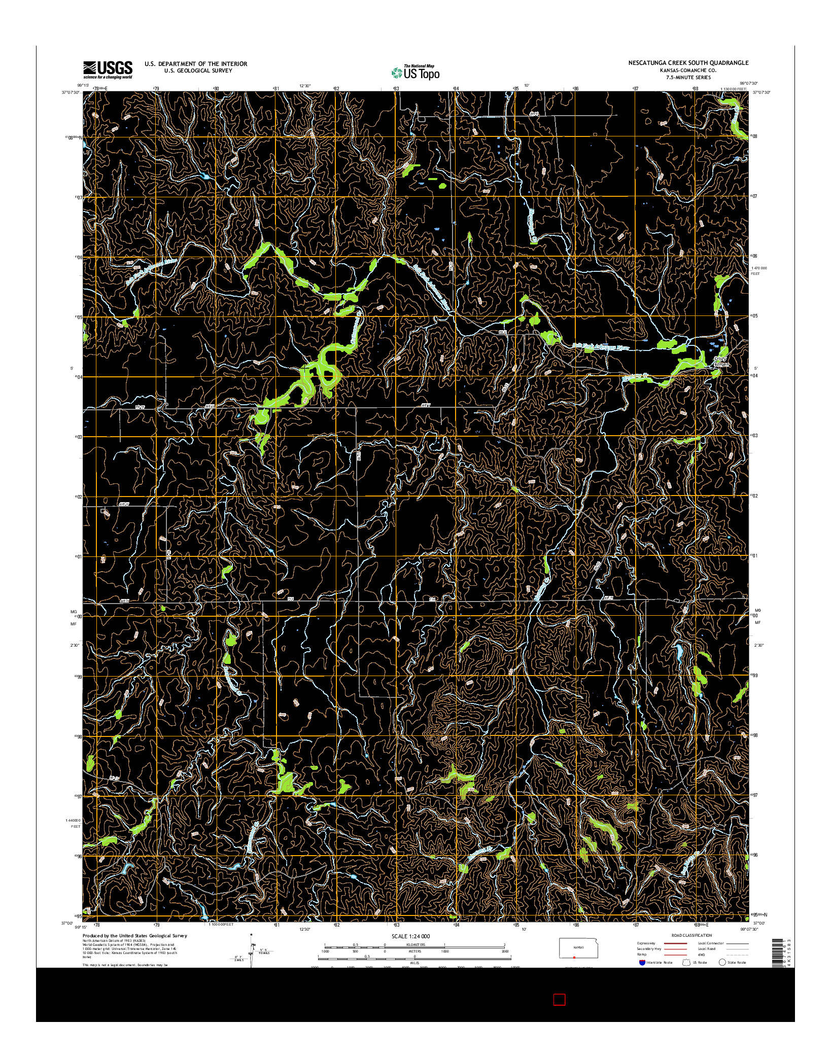 USGS US TOPO 7.5-MINUTE MAP FOR NESCATUNGA CREEK SOUTH, KS 2015