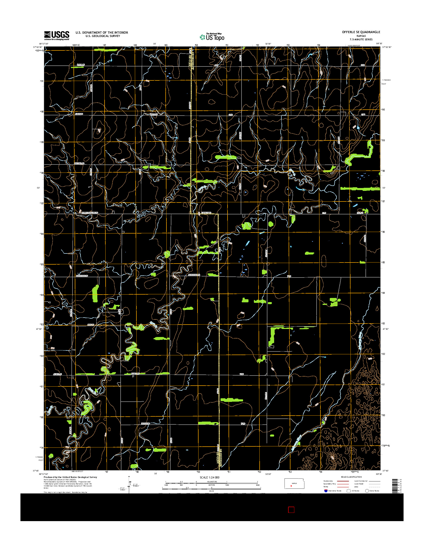 USGS US TOPO 7.5-MINUTE MAP FOR OFFERLE SE, KS 2015