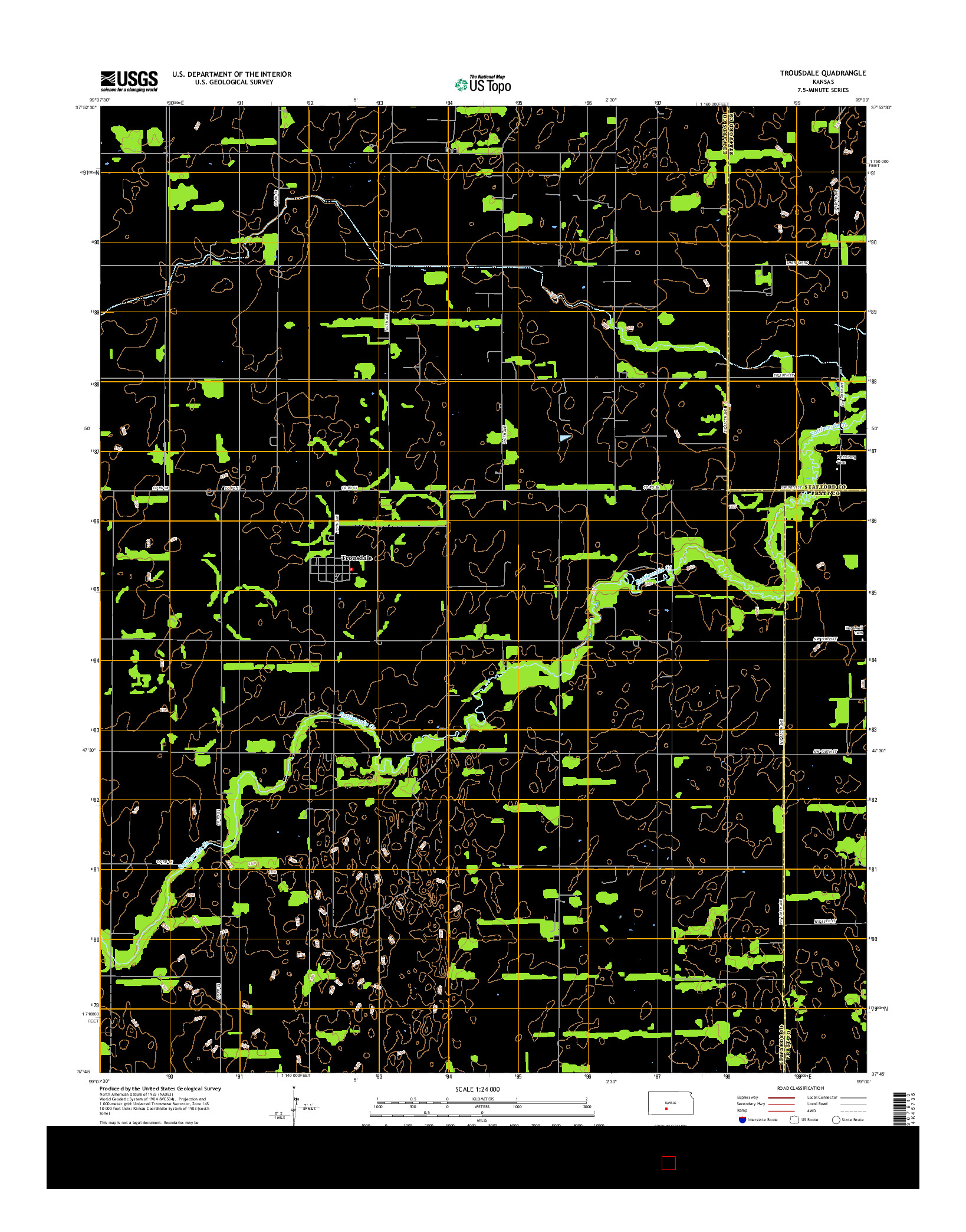 USGS US TOPO 7.5-MINUTE MAP FOR TROUSDALE, KS 2015