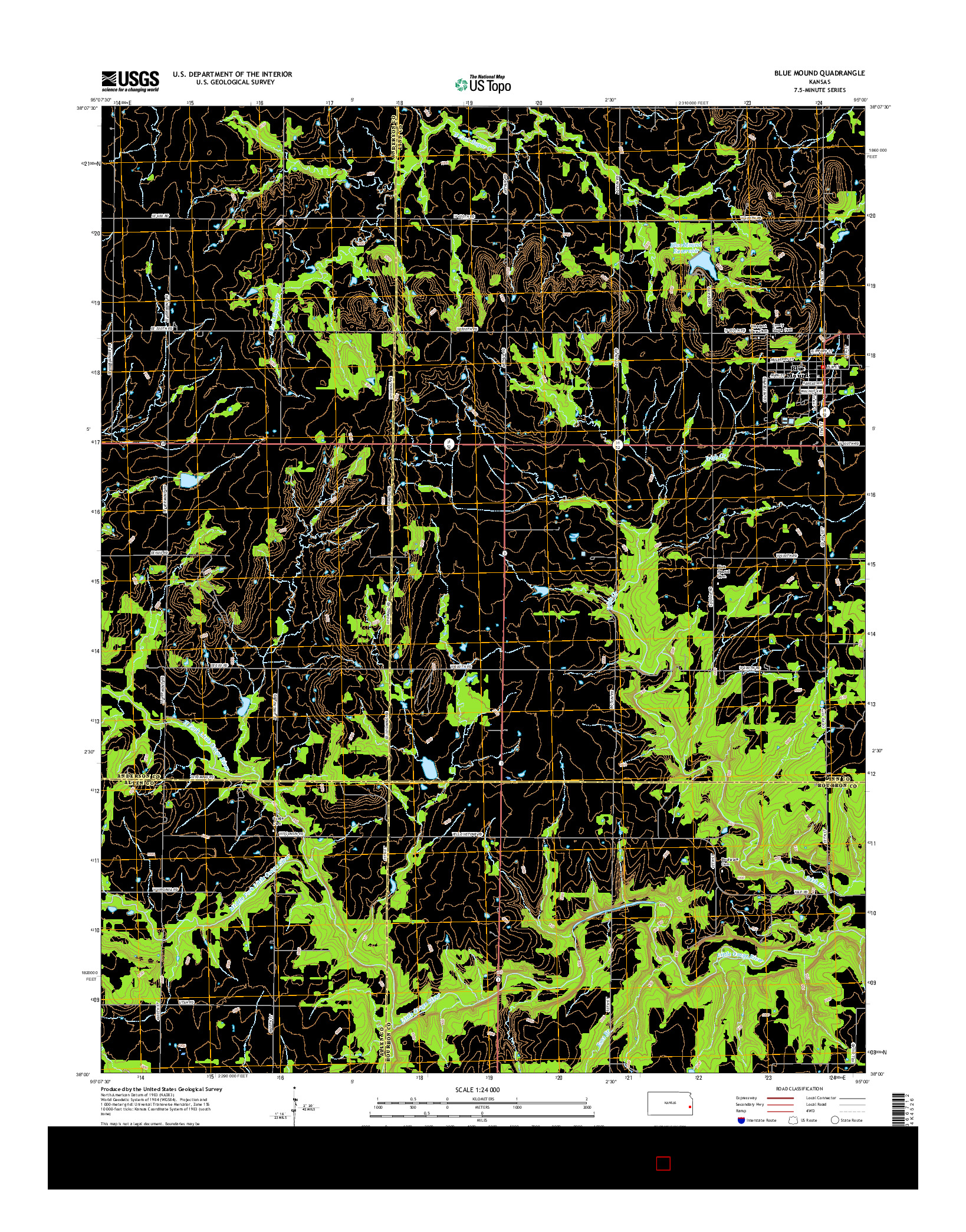 USGS US TOPO 7.5-MINUTE MAP FOR BLUE MOUND, KS 2015