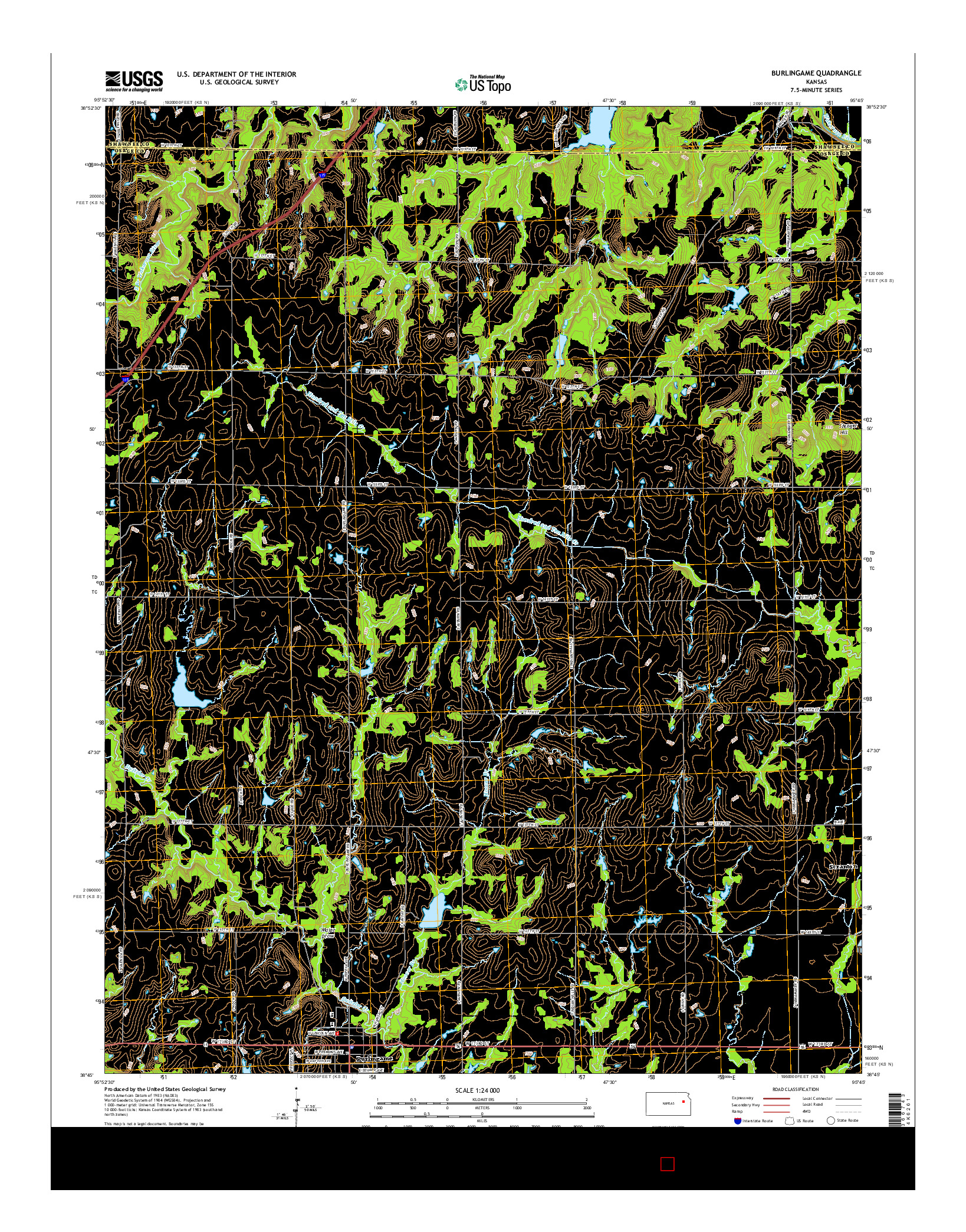 USGS US TOPO 7.5-MINUTE MAP FOR BURLINGAME, KS 2015