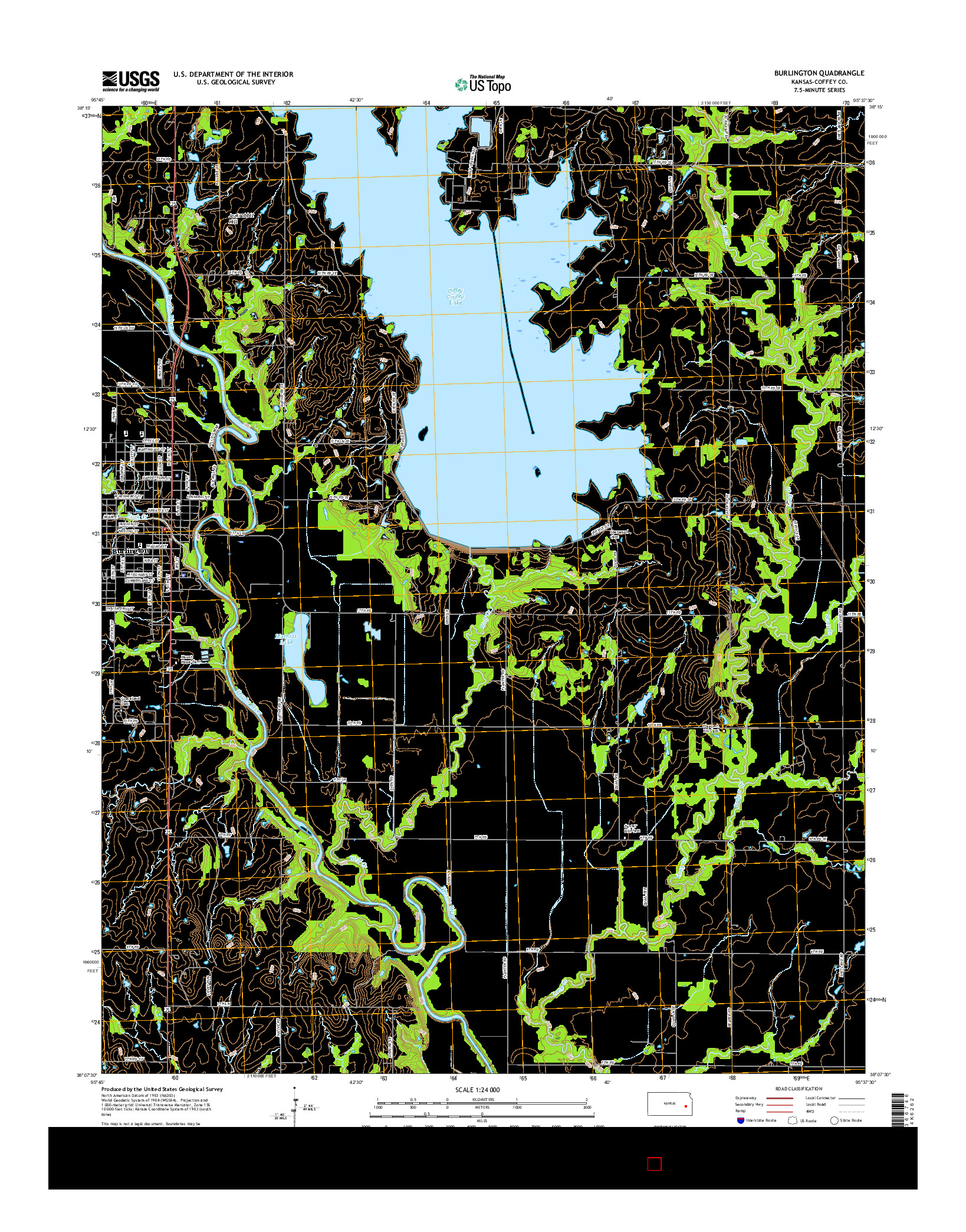 USGS US TOPO 7.5-MINUTE MAP FOR BURLINGTON, KS 2015
