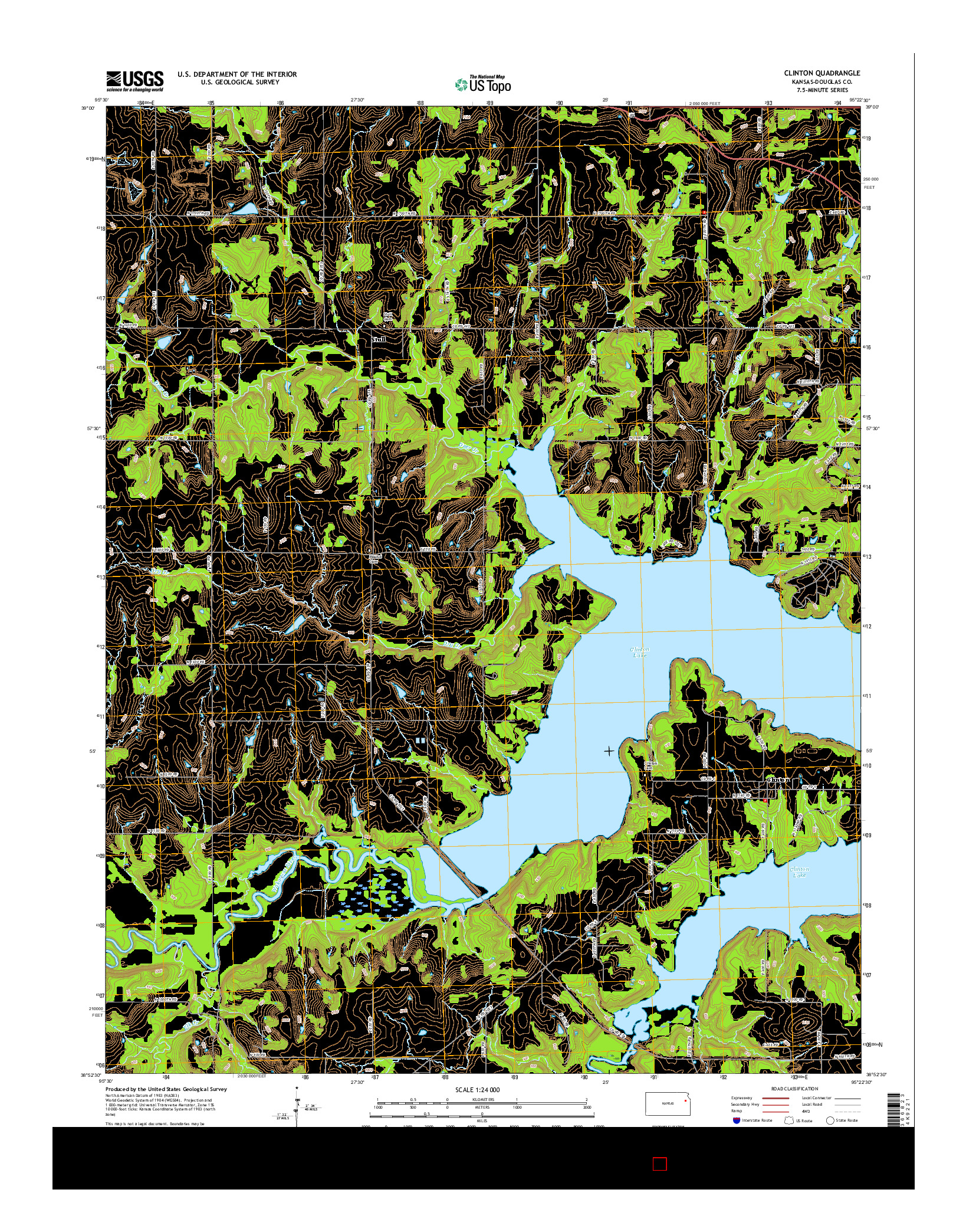 USGS US TOPO 7.5-MINUTE MAP FOR CLINTON, KS 2015