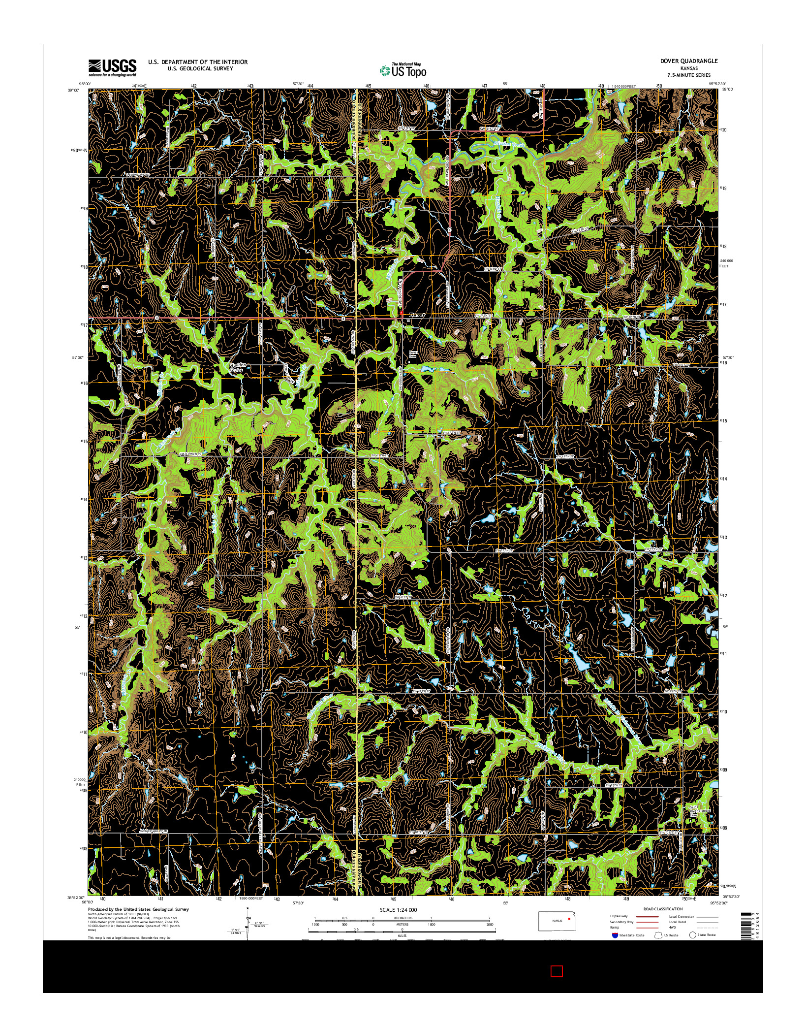USGS US TOPO 7.5-MINUTE MAP FOR DOVER, KS 2015