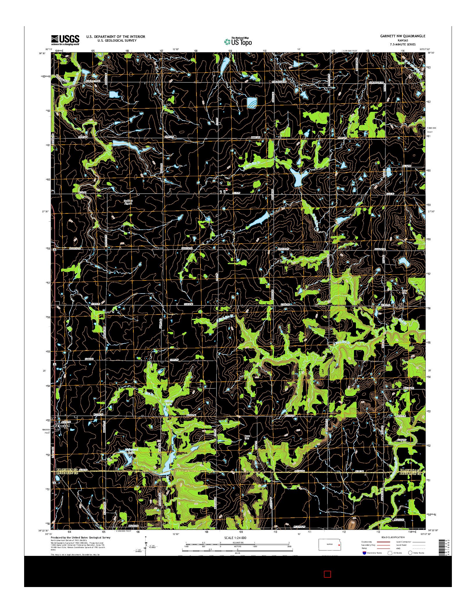 USGS US TOPO 7.5-MINUTE MAP FOR GARNETT NW, KS 2015