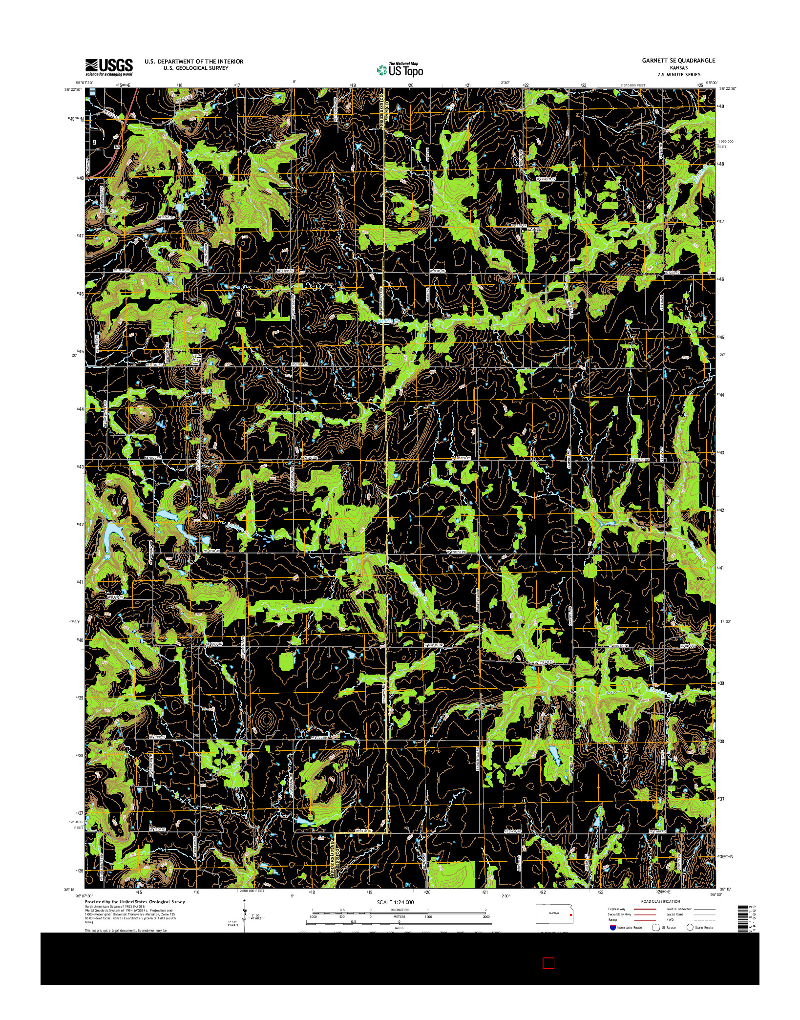 USGS US TOPO 7.5-MINUTE MAP FOR GARNETT SE, KS 2015