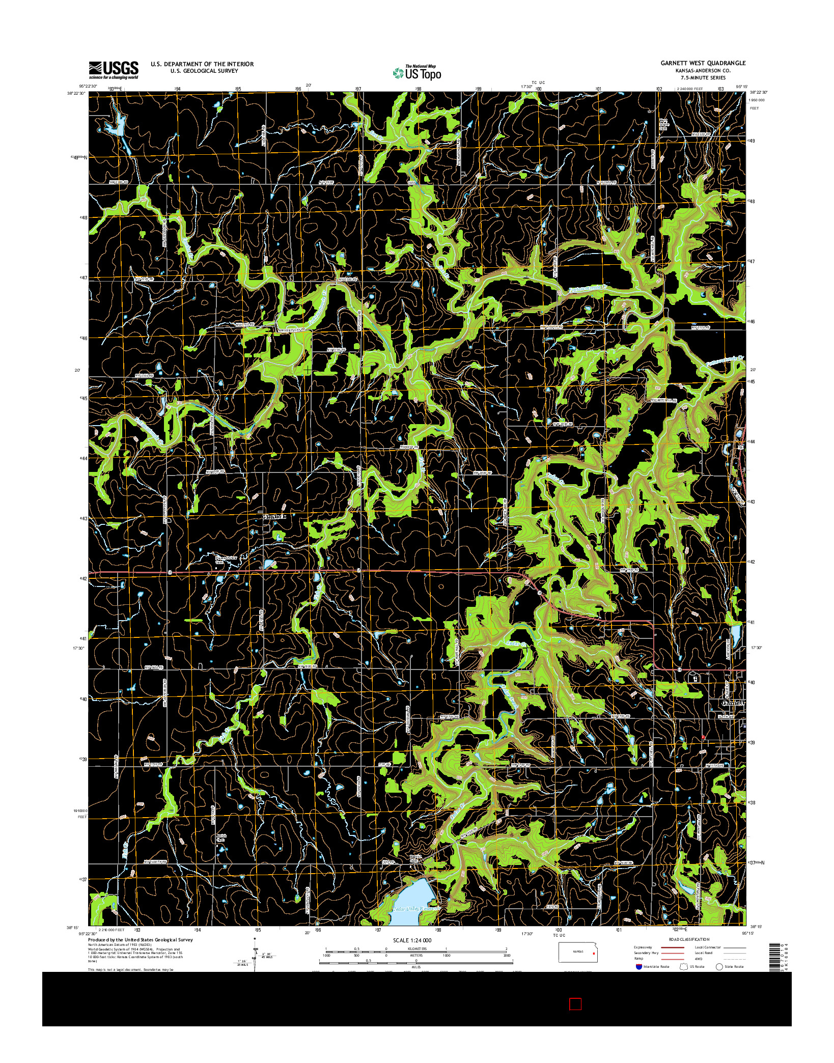 USGS US TOPO 7.5-MINUTE MAP FOR GARNETT WEST, KS 2015