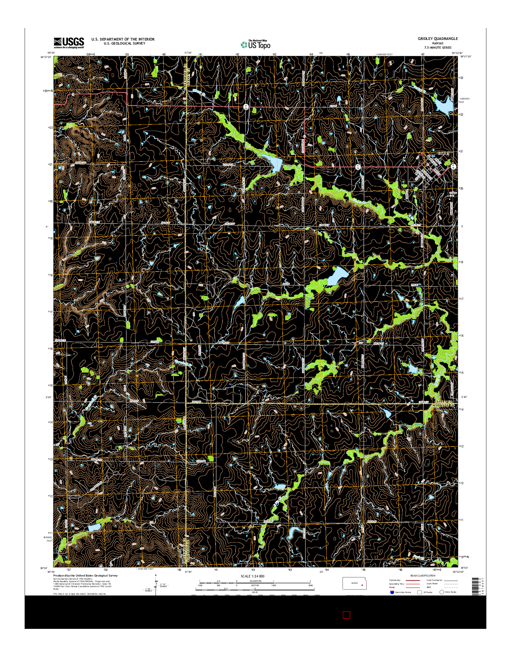 USGS US TOPO 7.5-MINUTE MAP FOR GRIDLEY, KS 2015