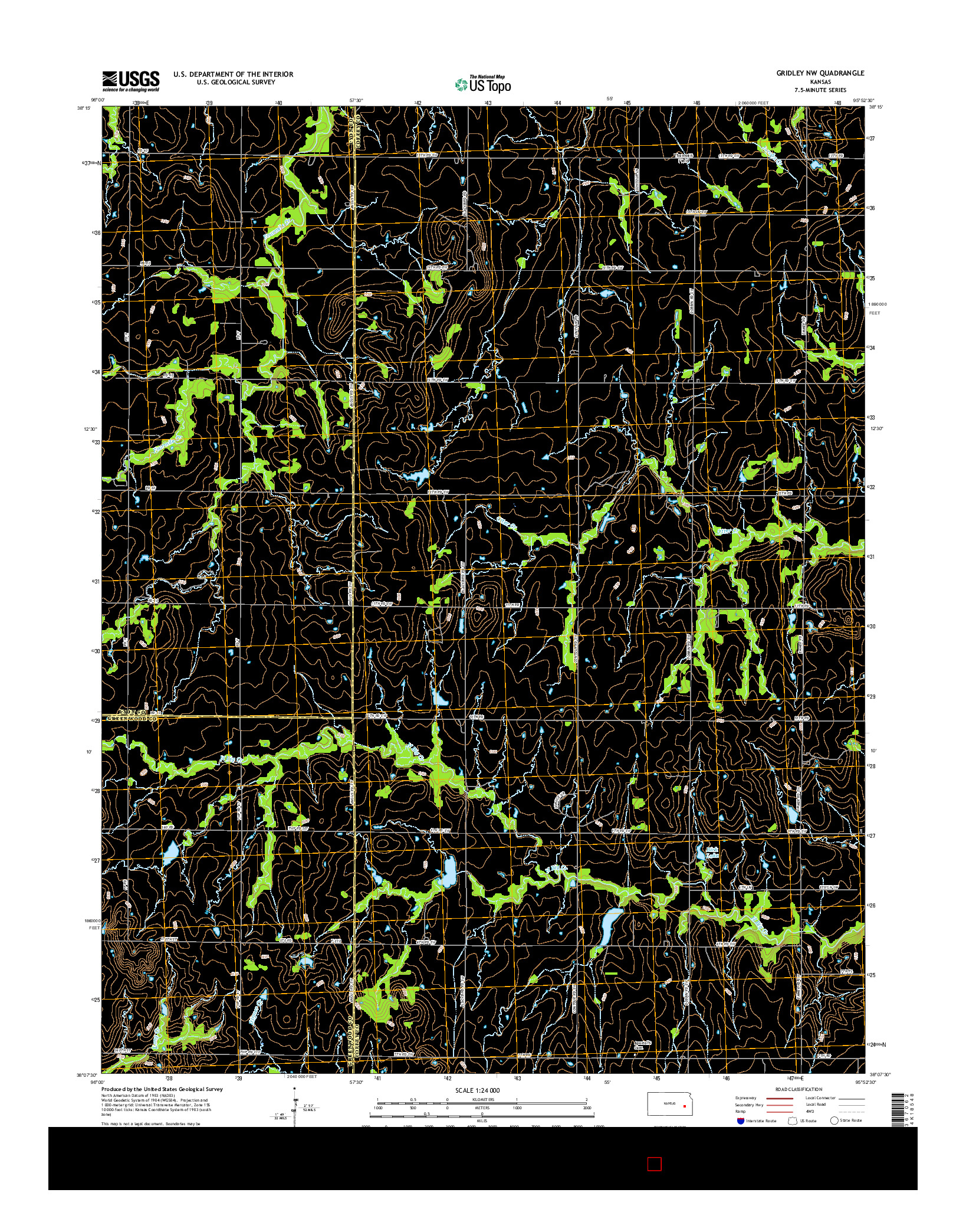 USGS US TOPO 7.5-MINUTE MAP FOR GRIDLEY NW, KS 2015
