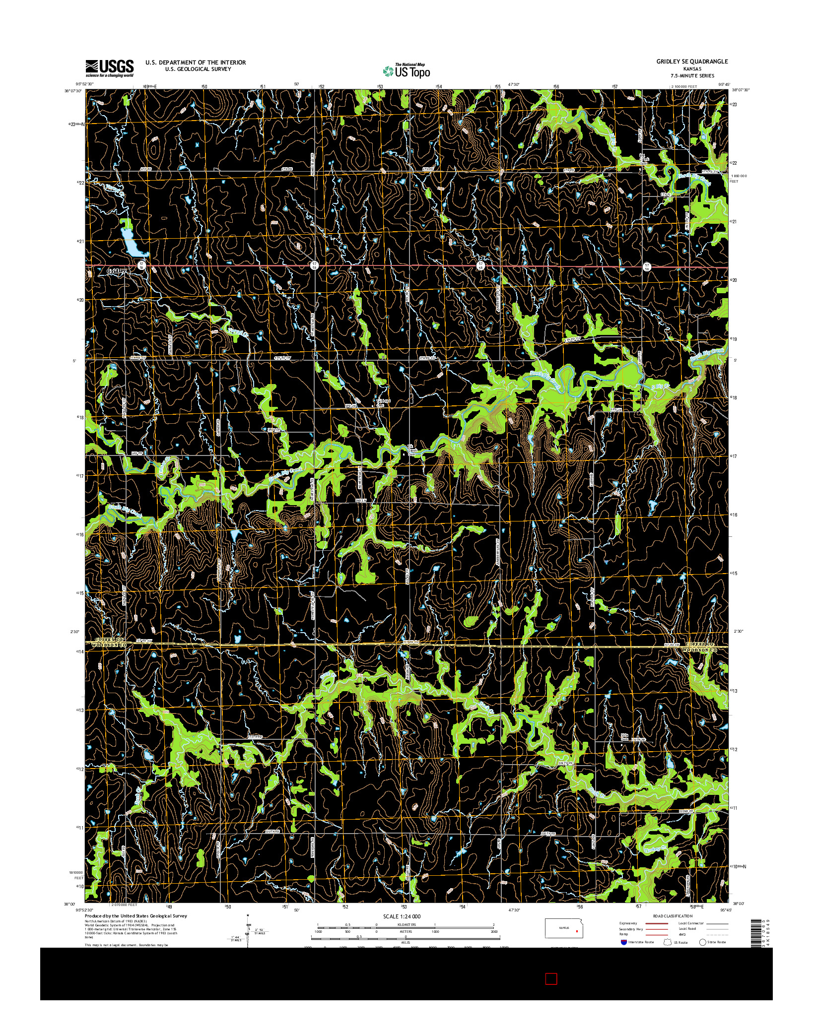 USGS US TOPO 7.5-MINUTE MAP FOR GRIDLEY SE, KS 2015