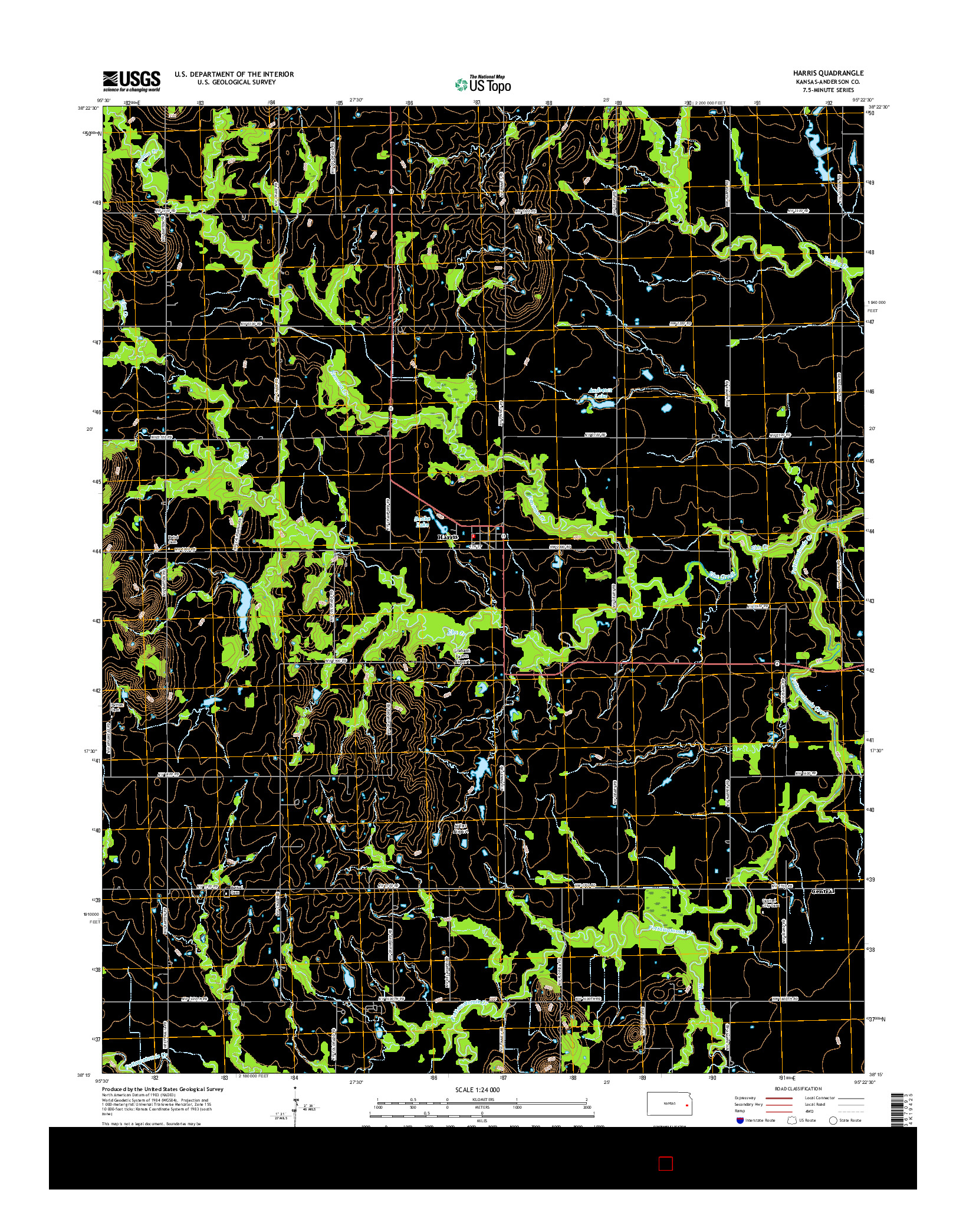 USGS US TOPO 7.5-MINUTE MAP FOR HARRIS, KS 2015
