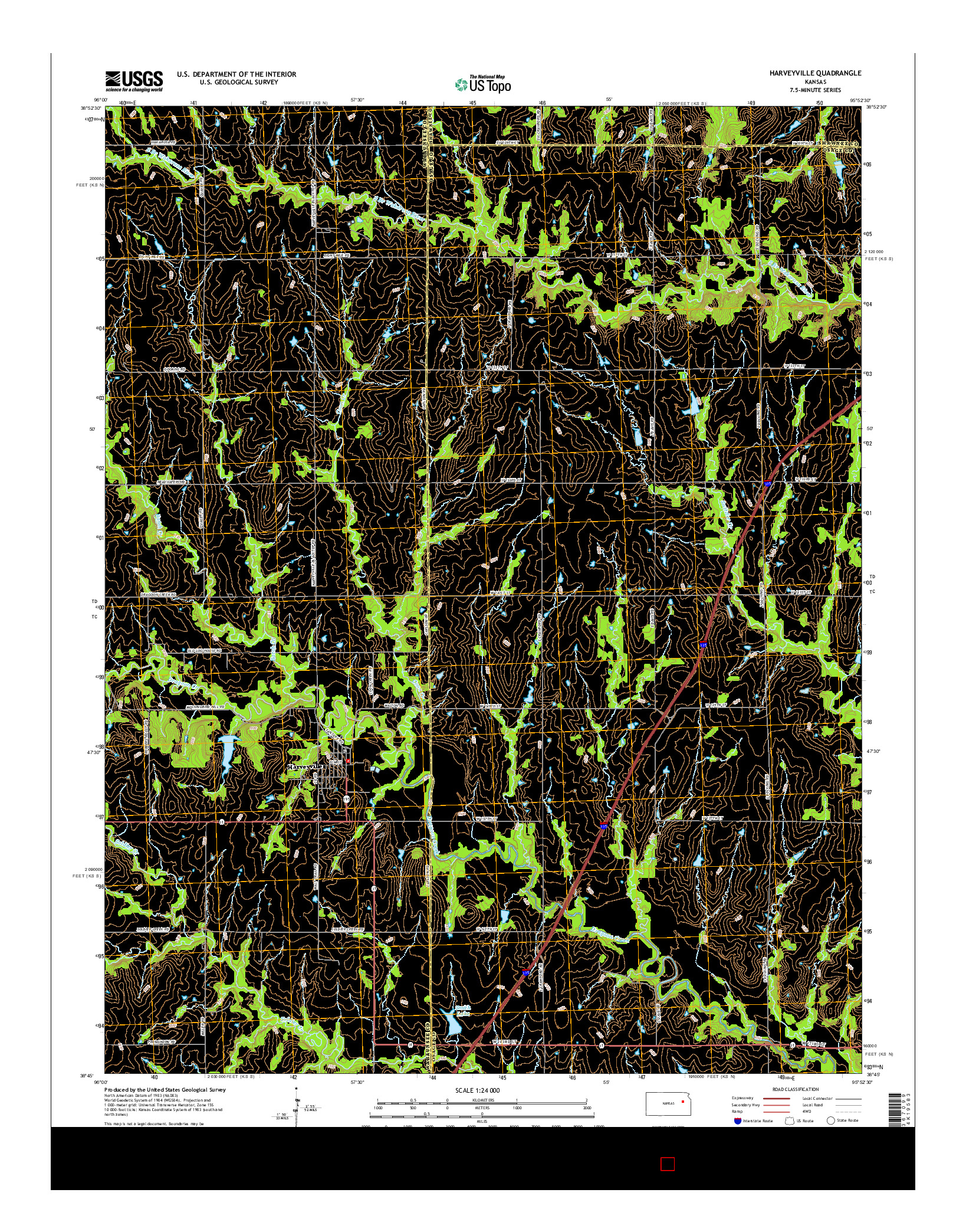 USGS US TOPO 7.5-MINUTE MAP FOR HARVEYVILLE, KS 2015