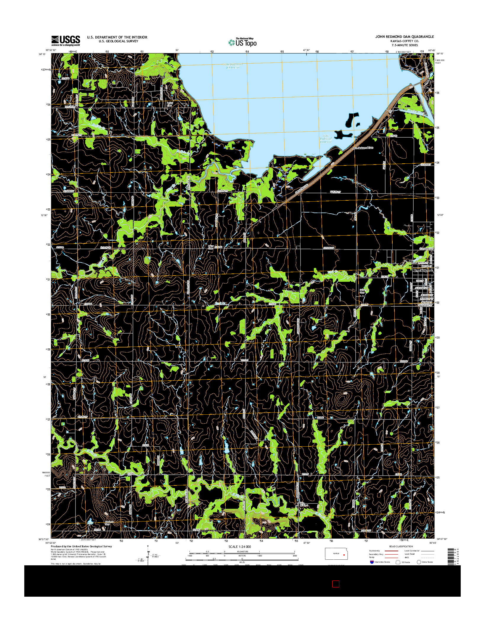 USGS US TOPO 7.5-MINUTE MAP FOR JOHN REDMOND DAM, KS 2015