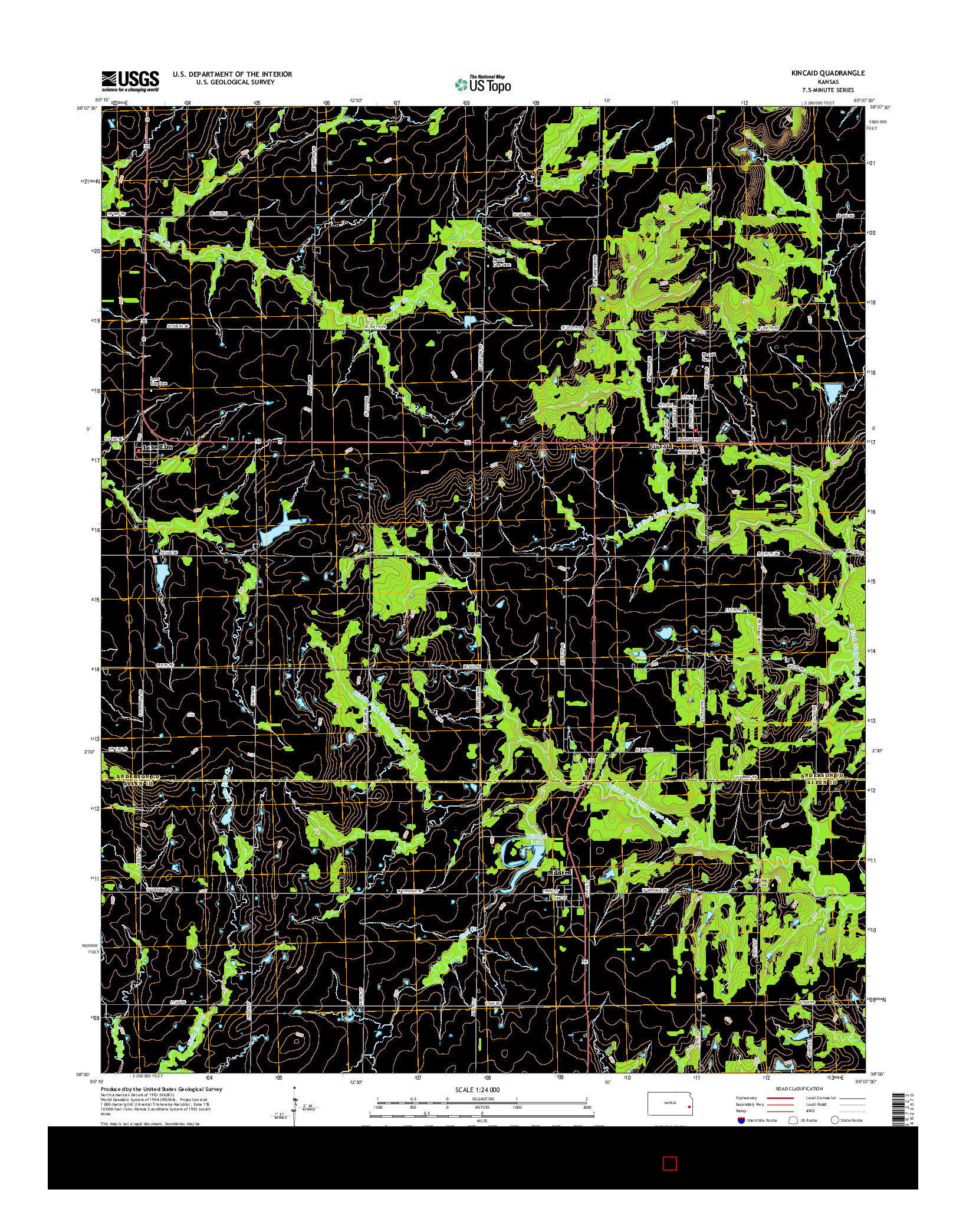 USGS US TOPO 7.5-MINUTE MAP FOR KINCAID, KS 2015