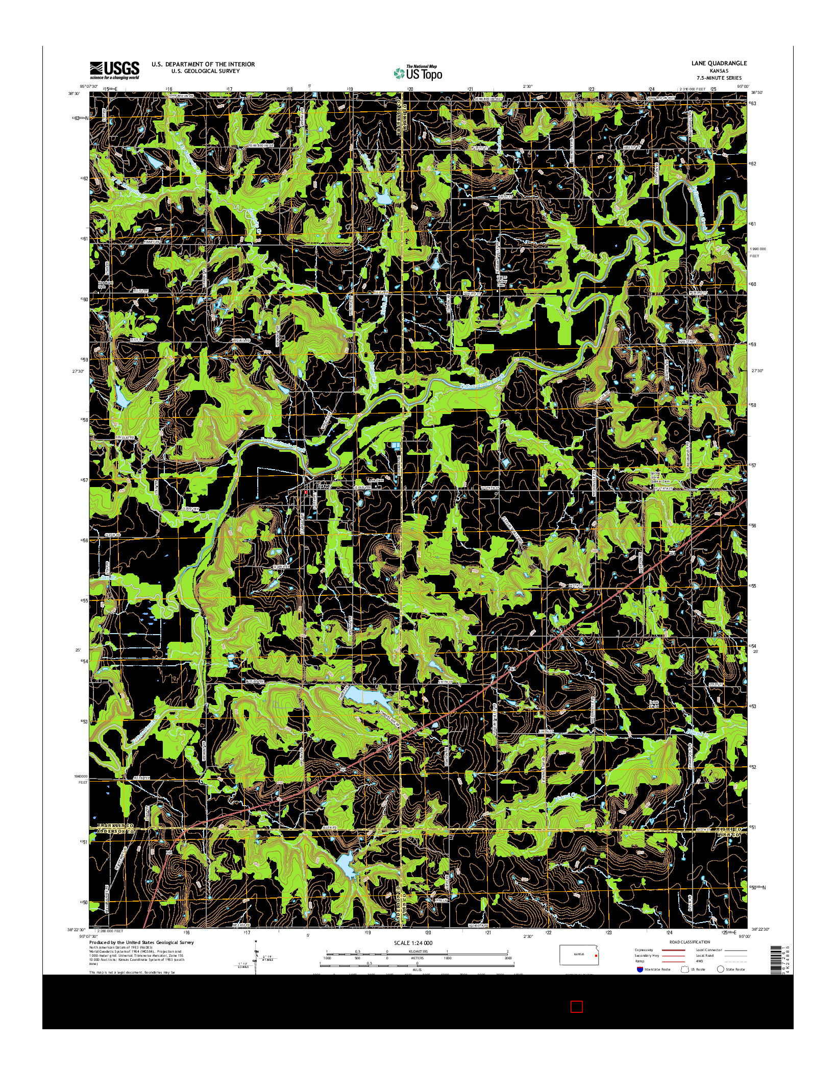 USGS US TOPO 7.5-MINUTE MAP FOR LANE, KS 2015