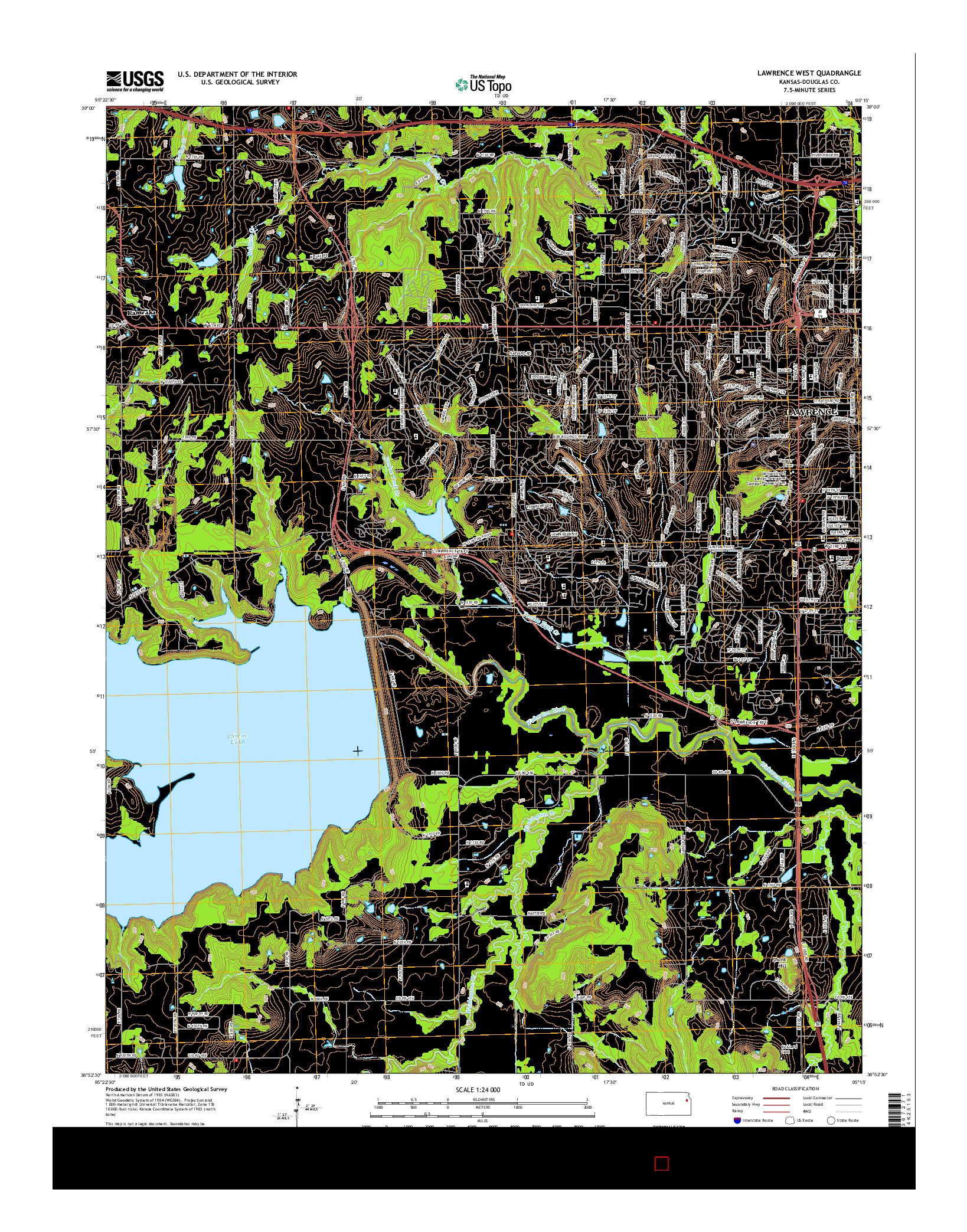 USGS US TOPO 7.5-MINUTE MAP FOR LAWRENCE WEST, KS 2015