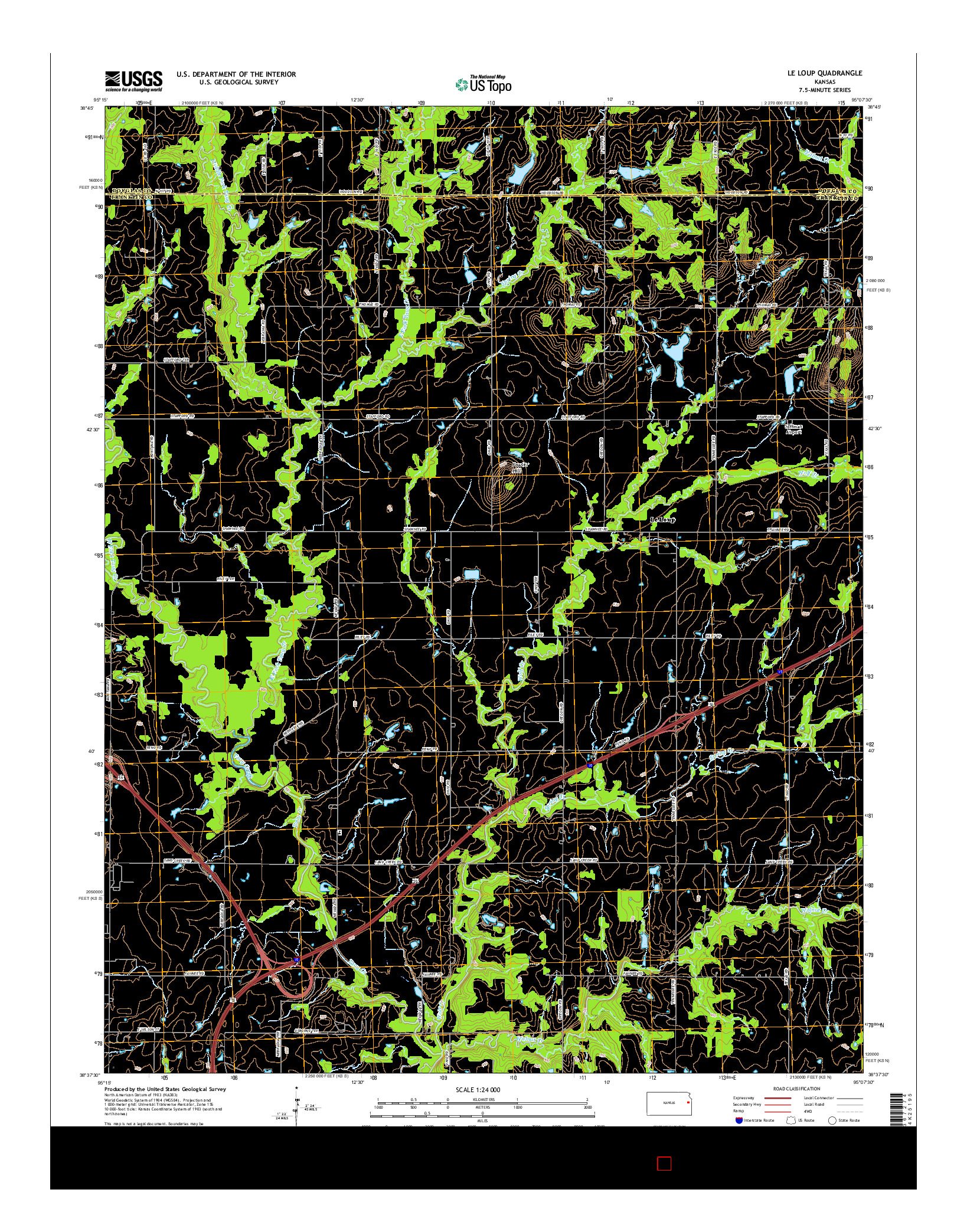 USGS US TOPO 7.5-MINUTE MAP FOR LE LOUP, KS 2015