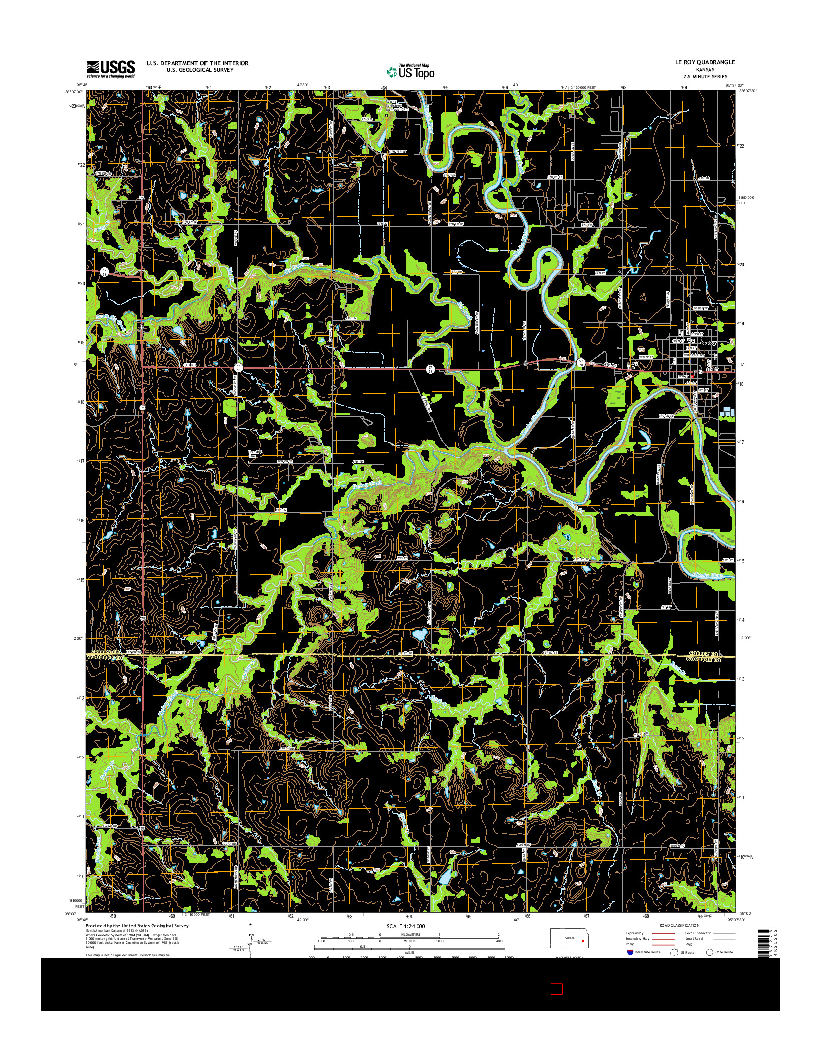 USGS US TOPO 7.5-MINUTE MAP FOR LE ROY, KS 2015