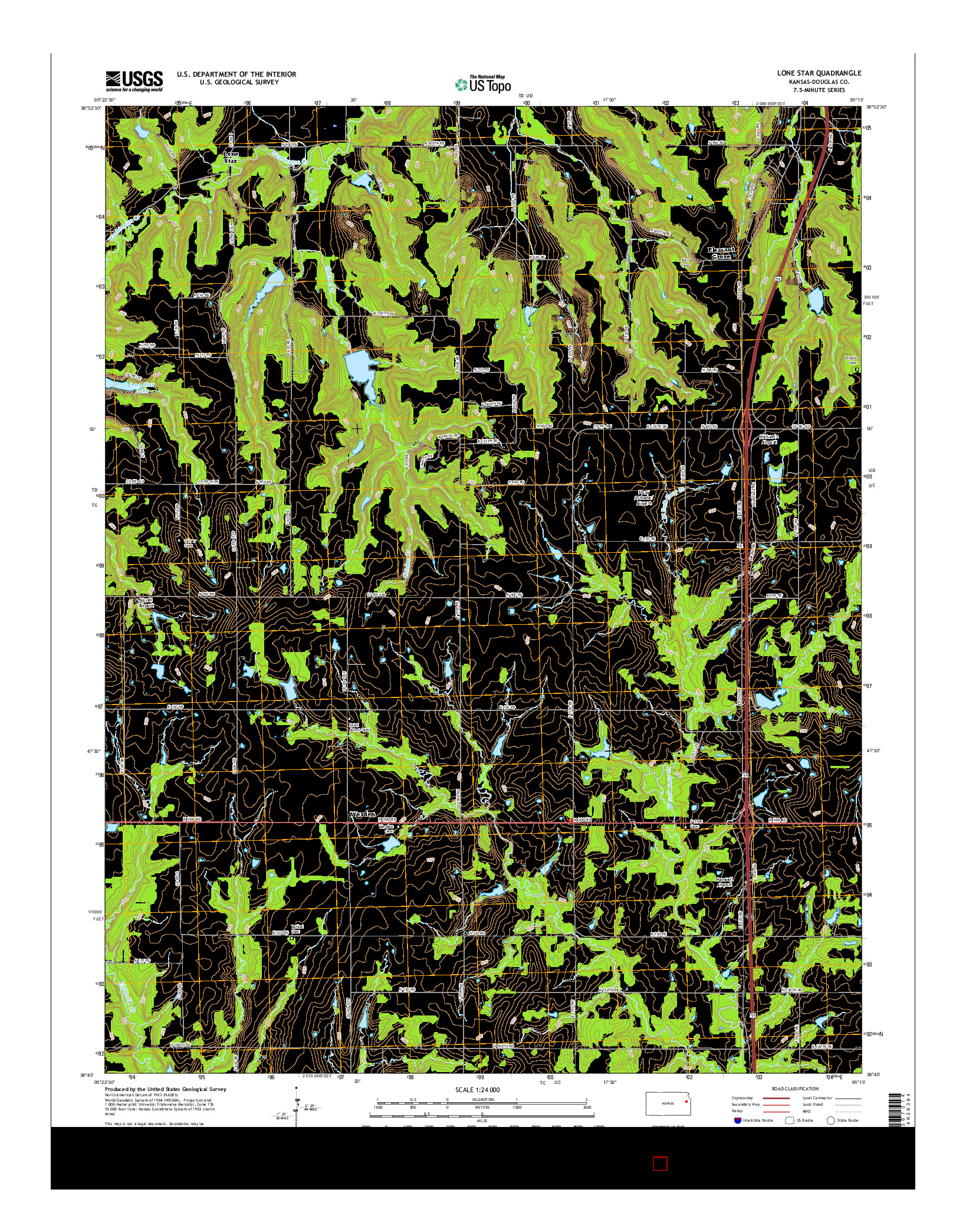 USGS US TOPO 7.5-MINUTE MAP FOR LONE STAR, KS 2015