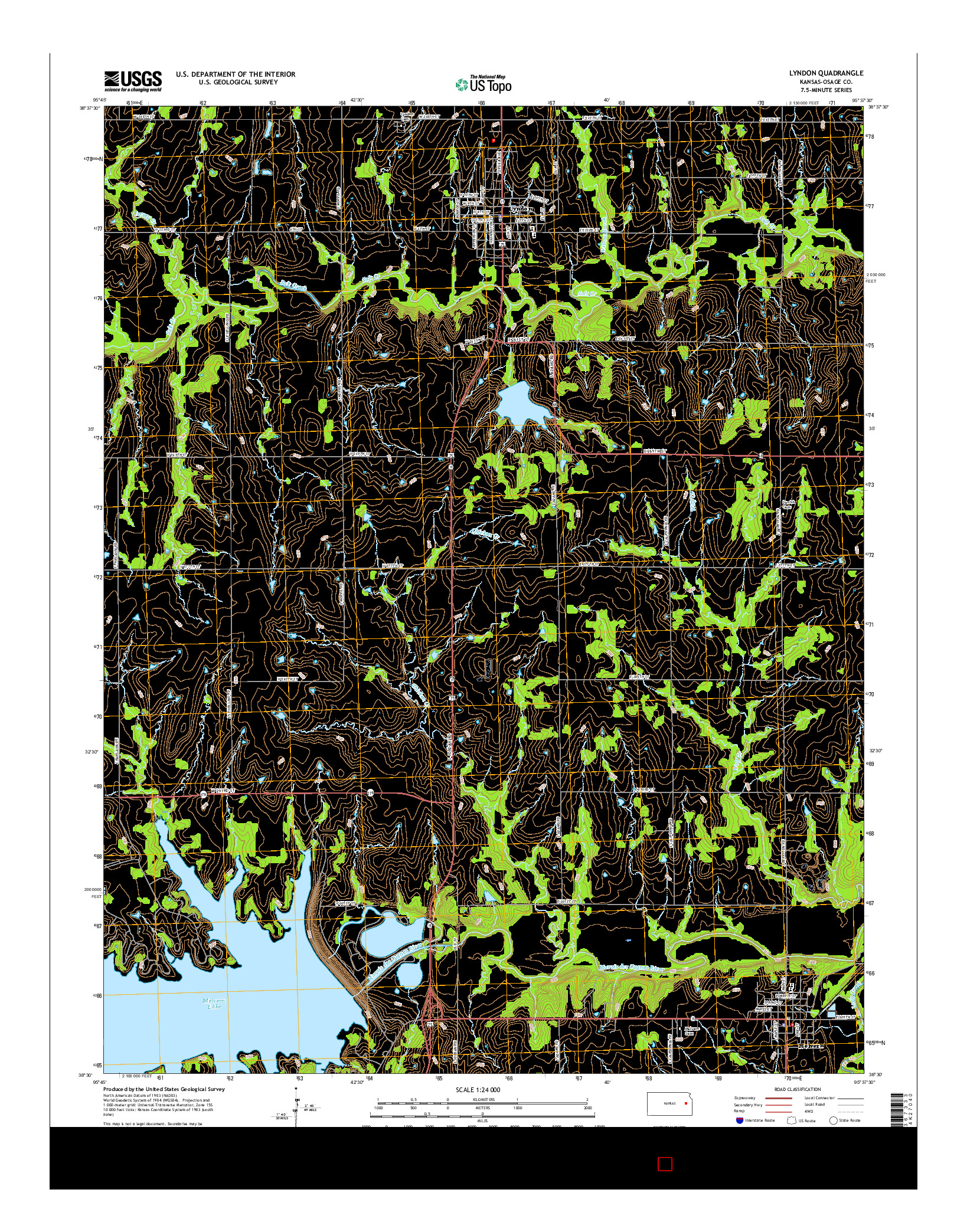 USGS US TOPO 7.5-MINUTE MAP FOR LYNDON, KS 2015