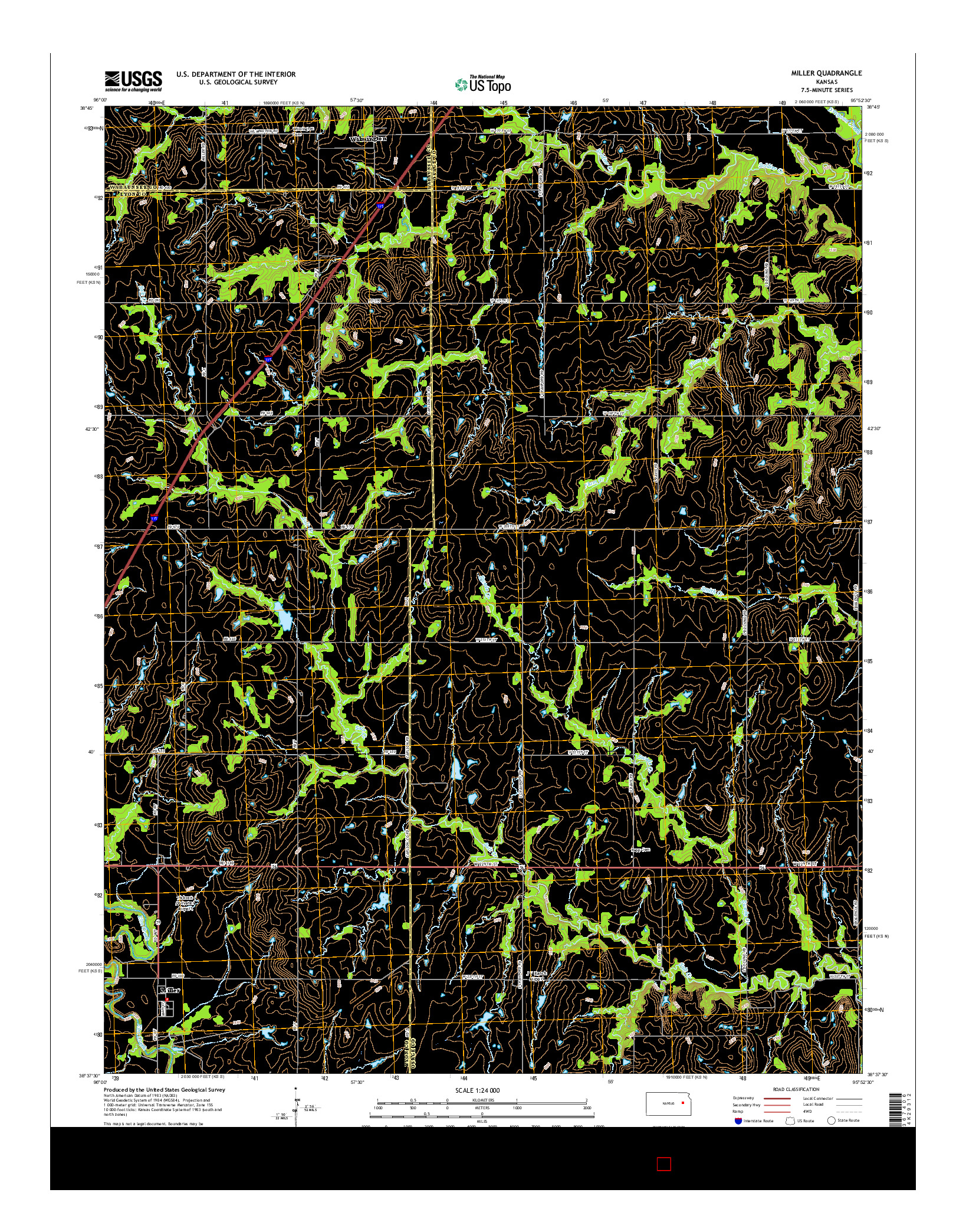 USGS US TOPO 7.5-MINUTE MAP FOR MILLER, KS 2015