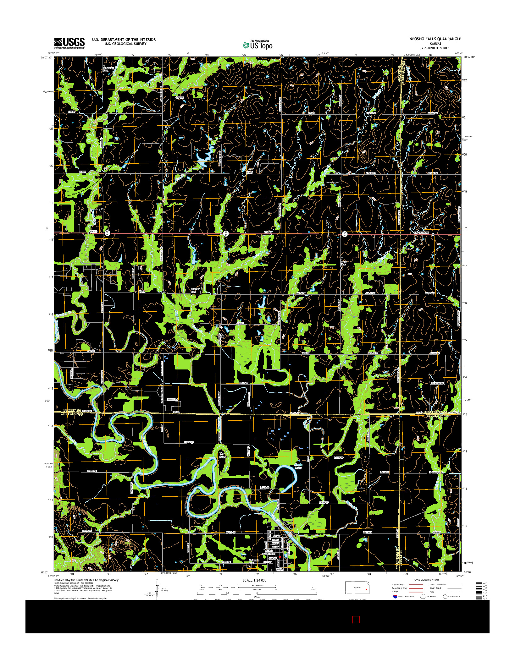 USGS US TOPO 7.5-MINUTE MAP FOR NEOSHO FALLS, KS 2015