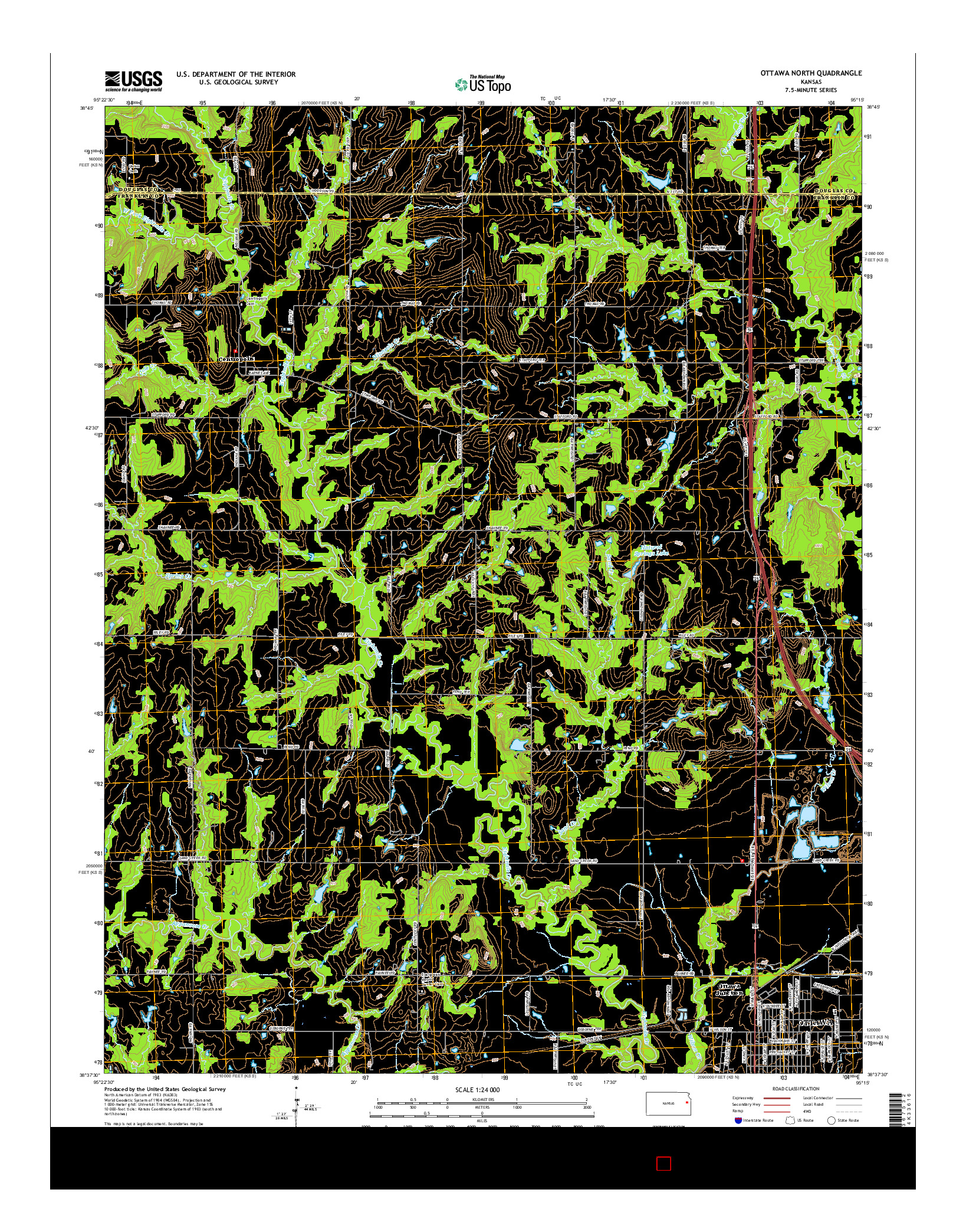 USGS US TOPO 7.5-MINUTE MAP FOR OTTAWA NORTH, KS 2015