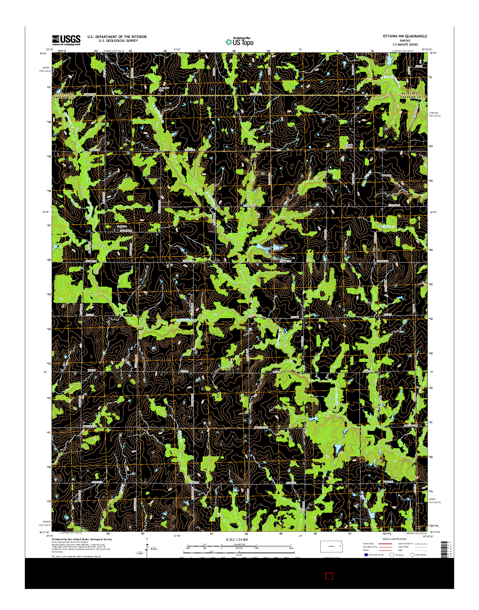 USGS US TOPO 7.5-MINUTE MAP FOR OTTAWA NW, KS 2015