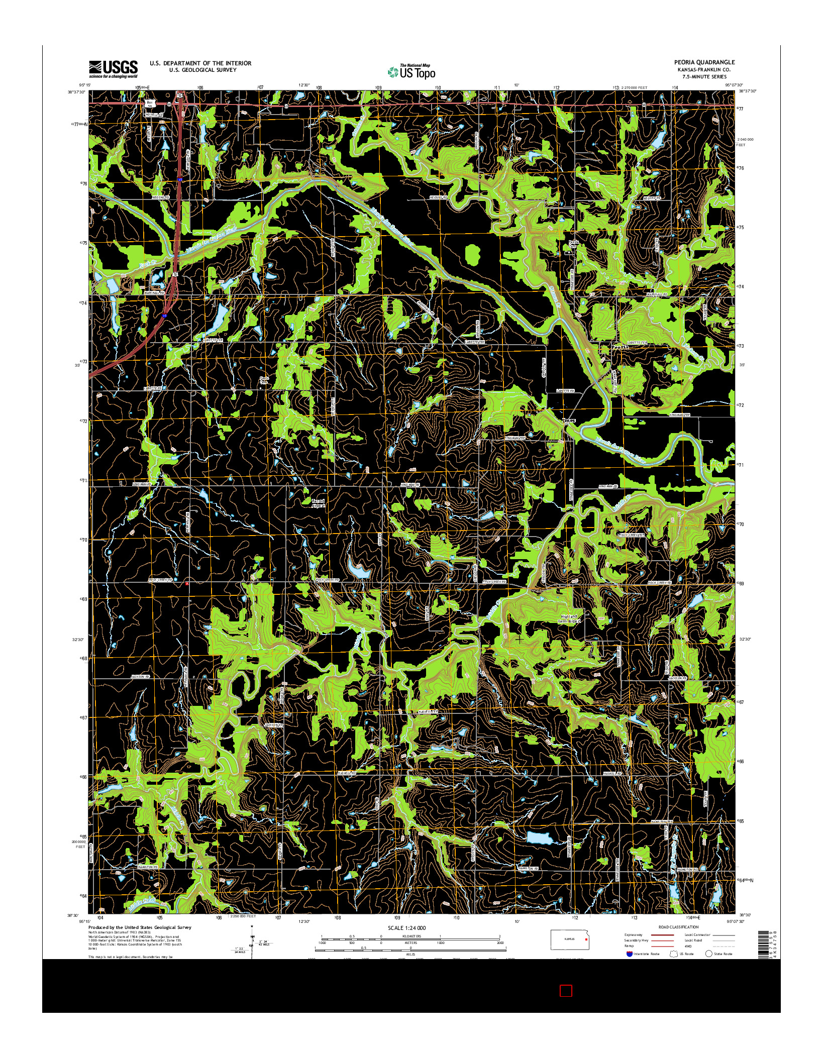 USGS US TOPO 7.5-MINUTE MAP FOR PEORIA, KS 2015