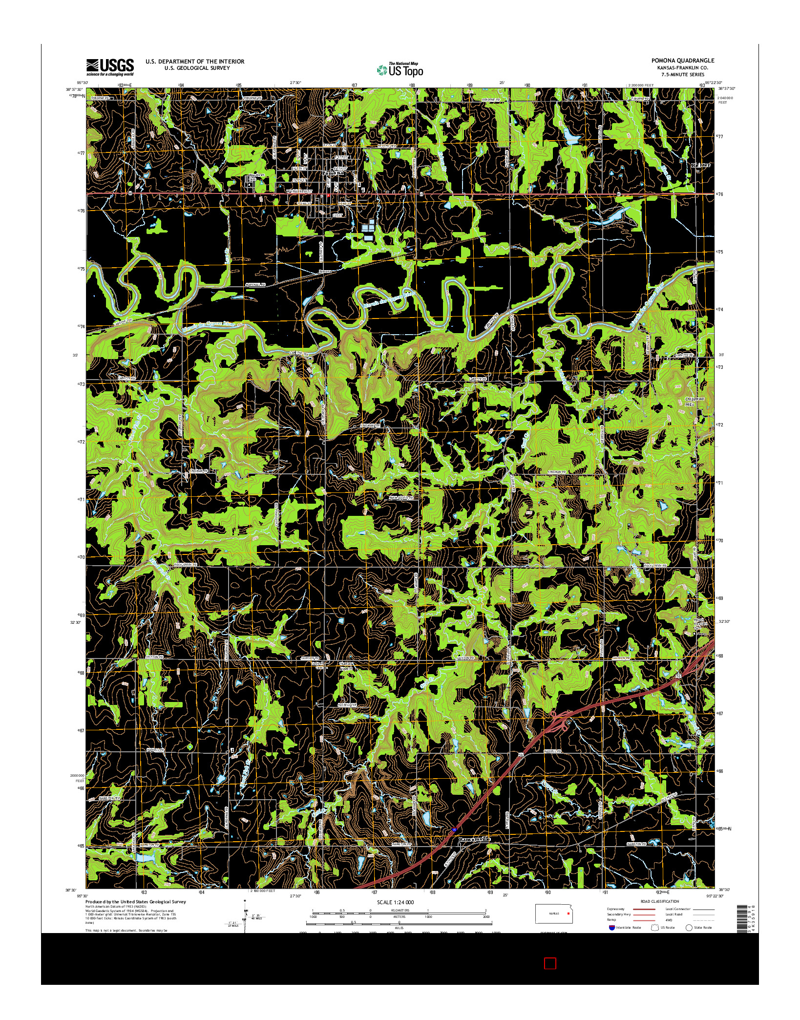 USGS US TOPO 7.5-MINUTE MAP FOR POMONA, KS 2015