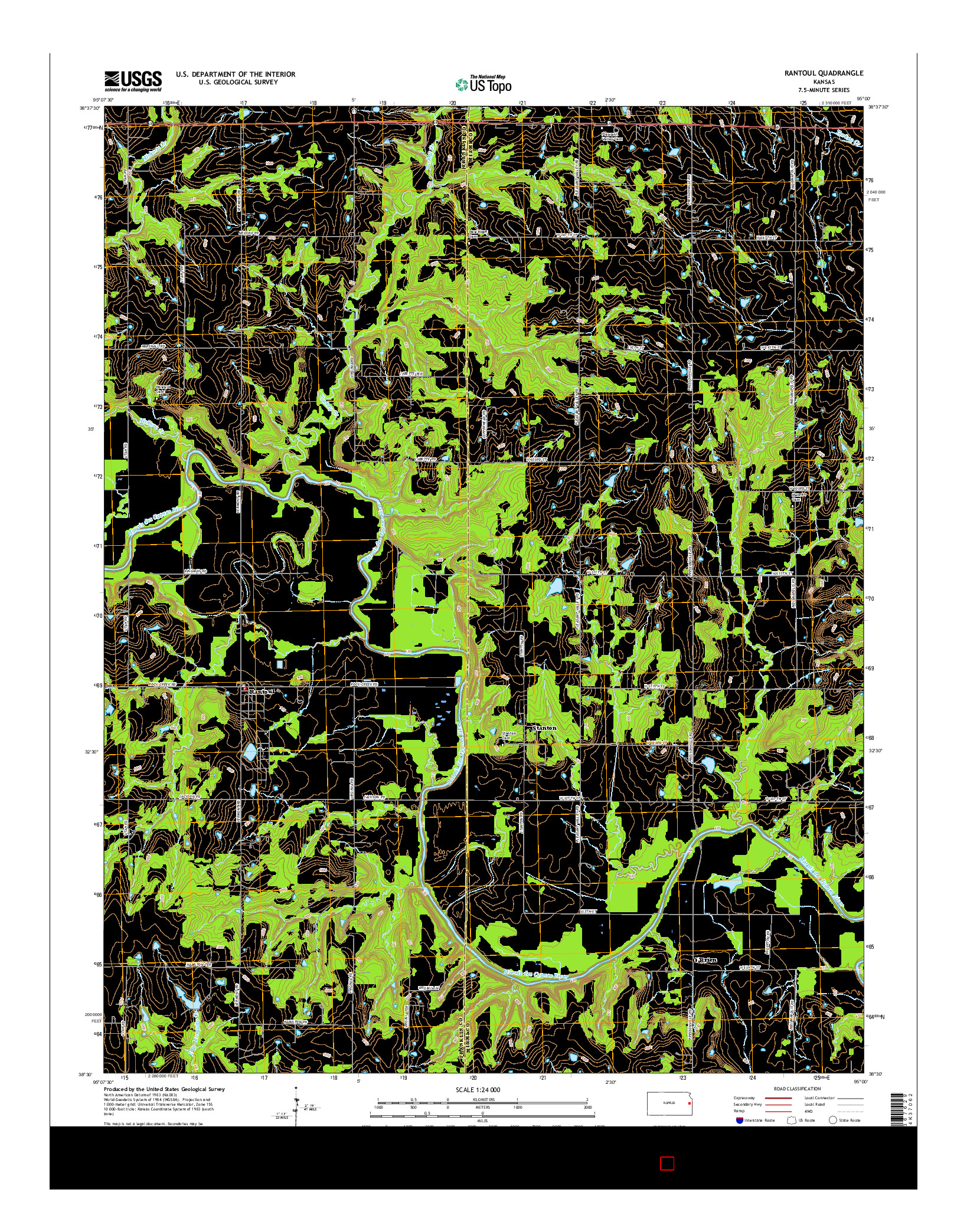USGS US TOPO 7.5-MINUTE MAP FOR RANTOUL, KS 2015