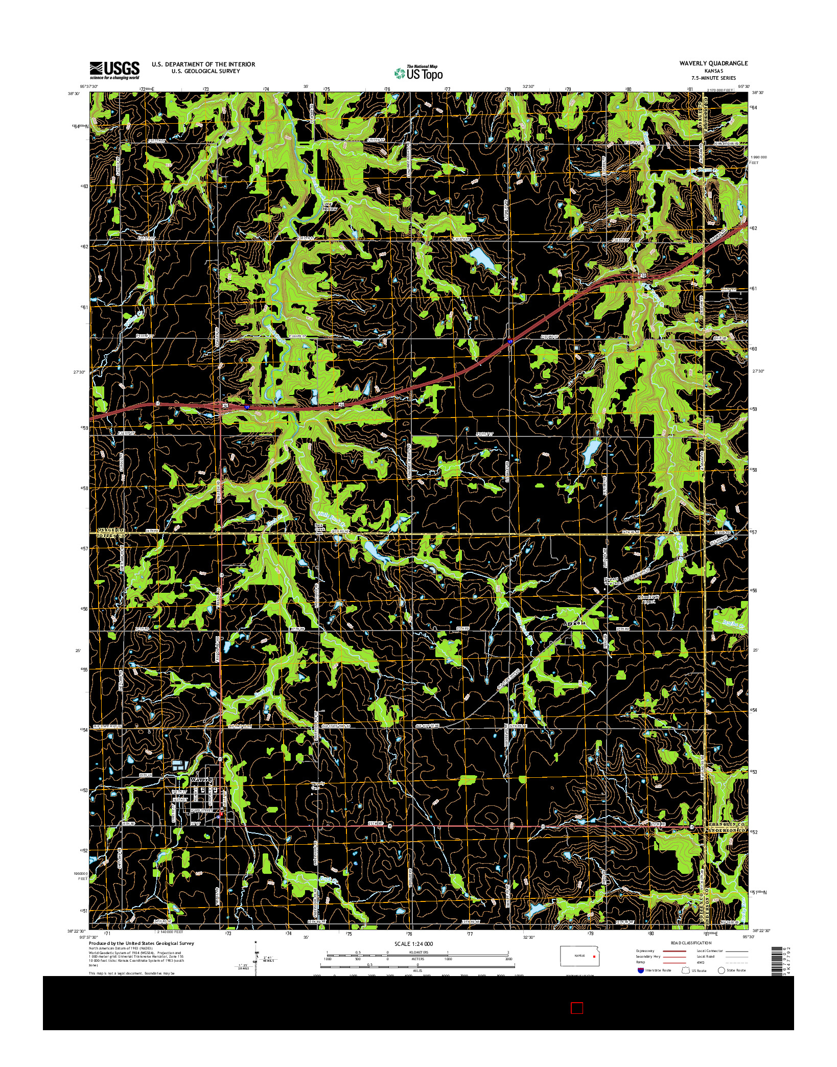 USGS US TOPO 7.5-MINUTE MAP FOR WAVERLY, KS 2015