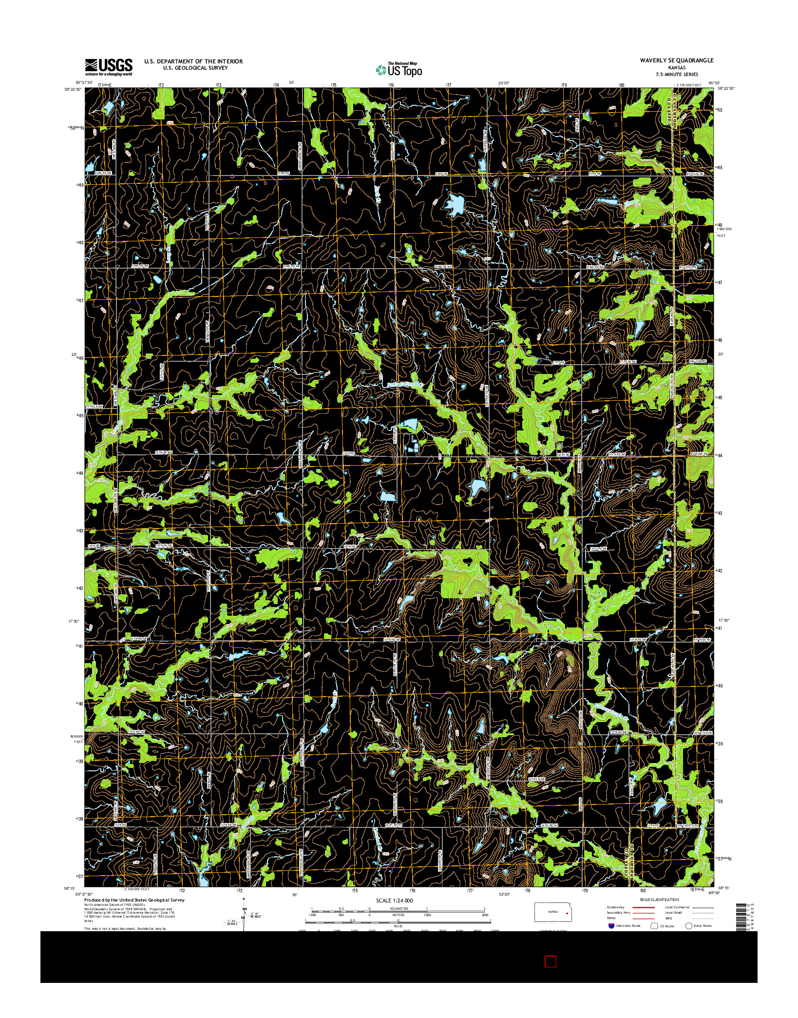 USGS US TOPO 7.5-MINUTE MAP FOR WAVERLY SE, KS 2015
