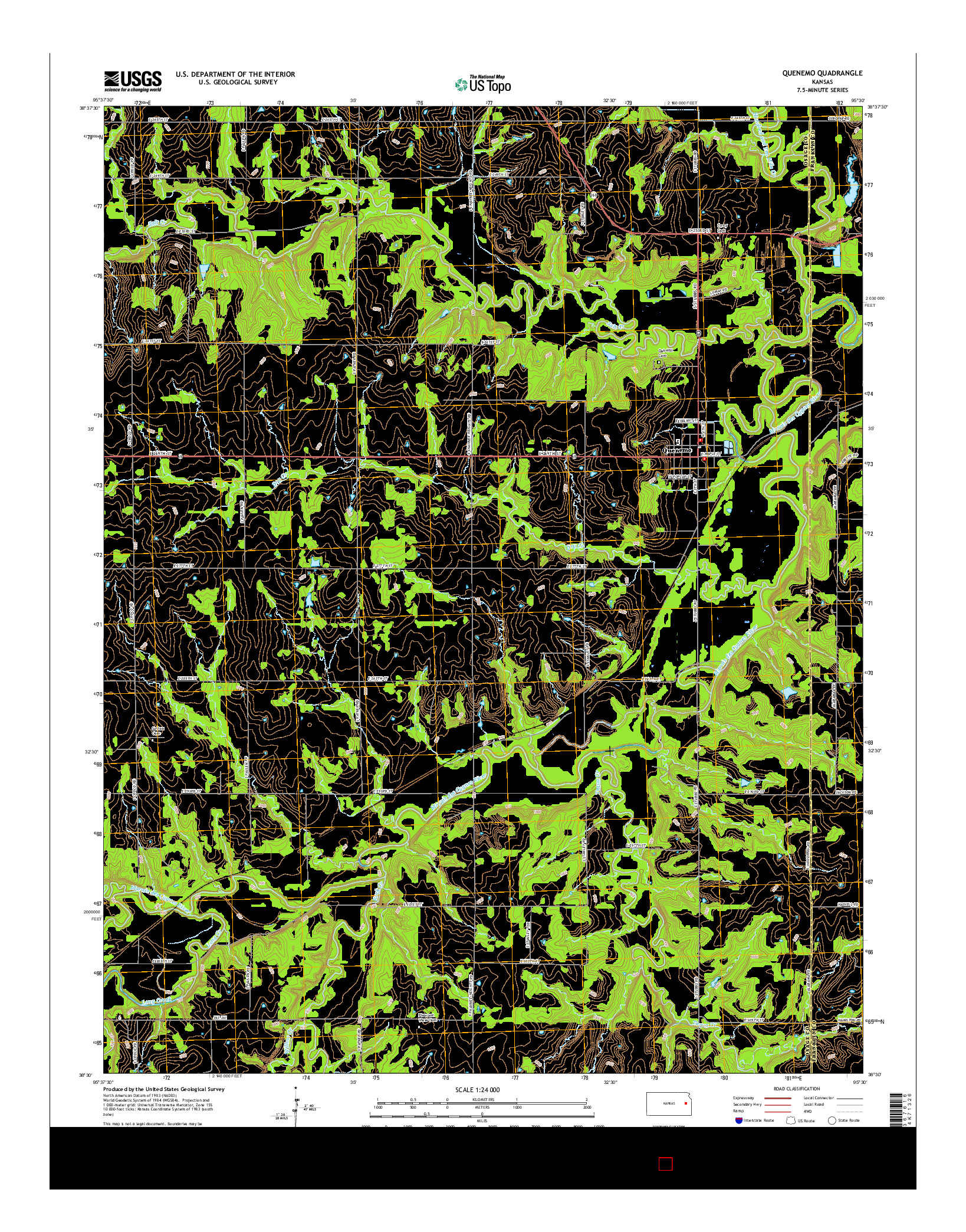 USGS US TOPO 7.5-MINUTE MAP FOR QUENEMO, KS 2015