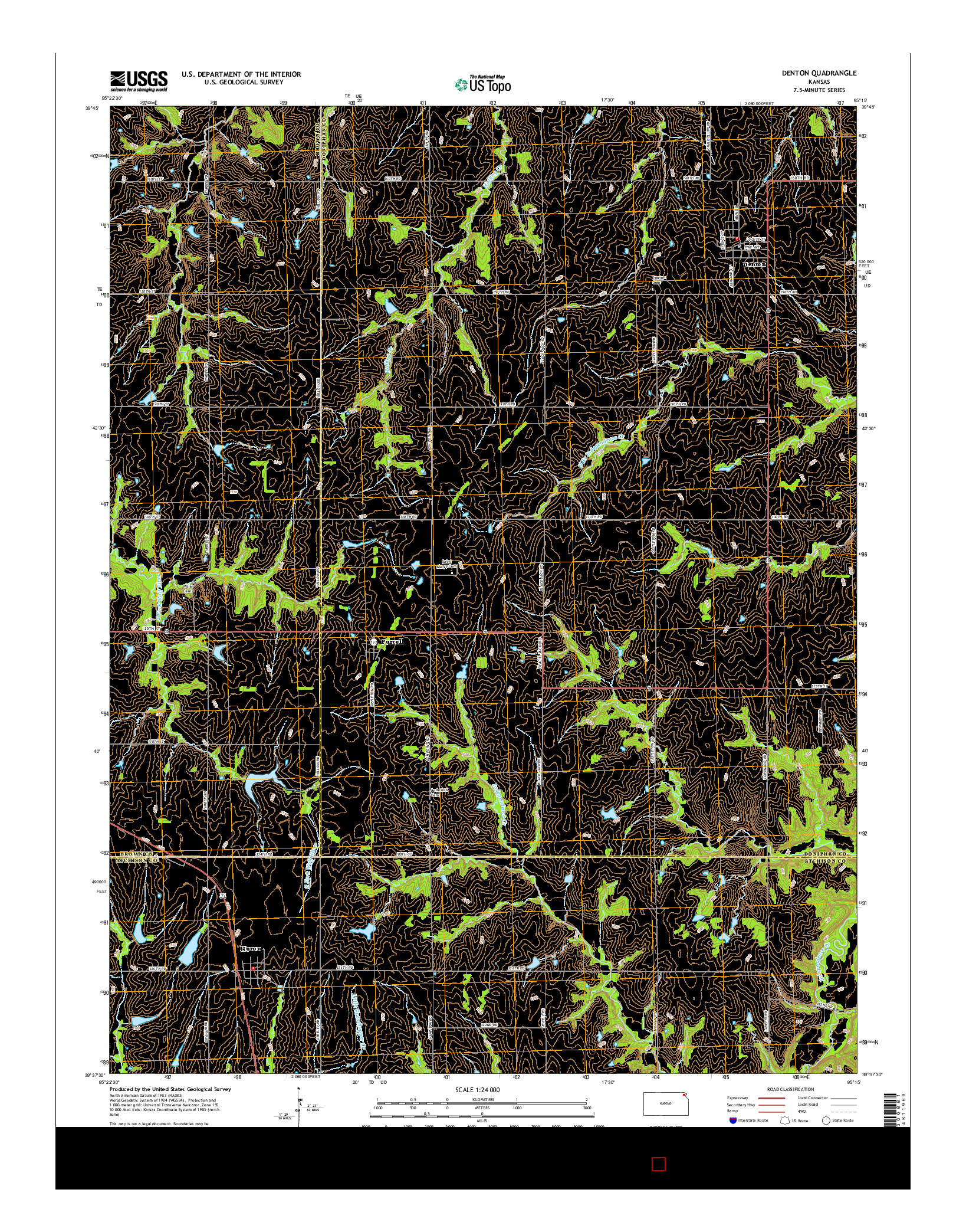 USGS US TOPO 7.5-MINUTE MAP FOR DENTON, KS 2015