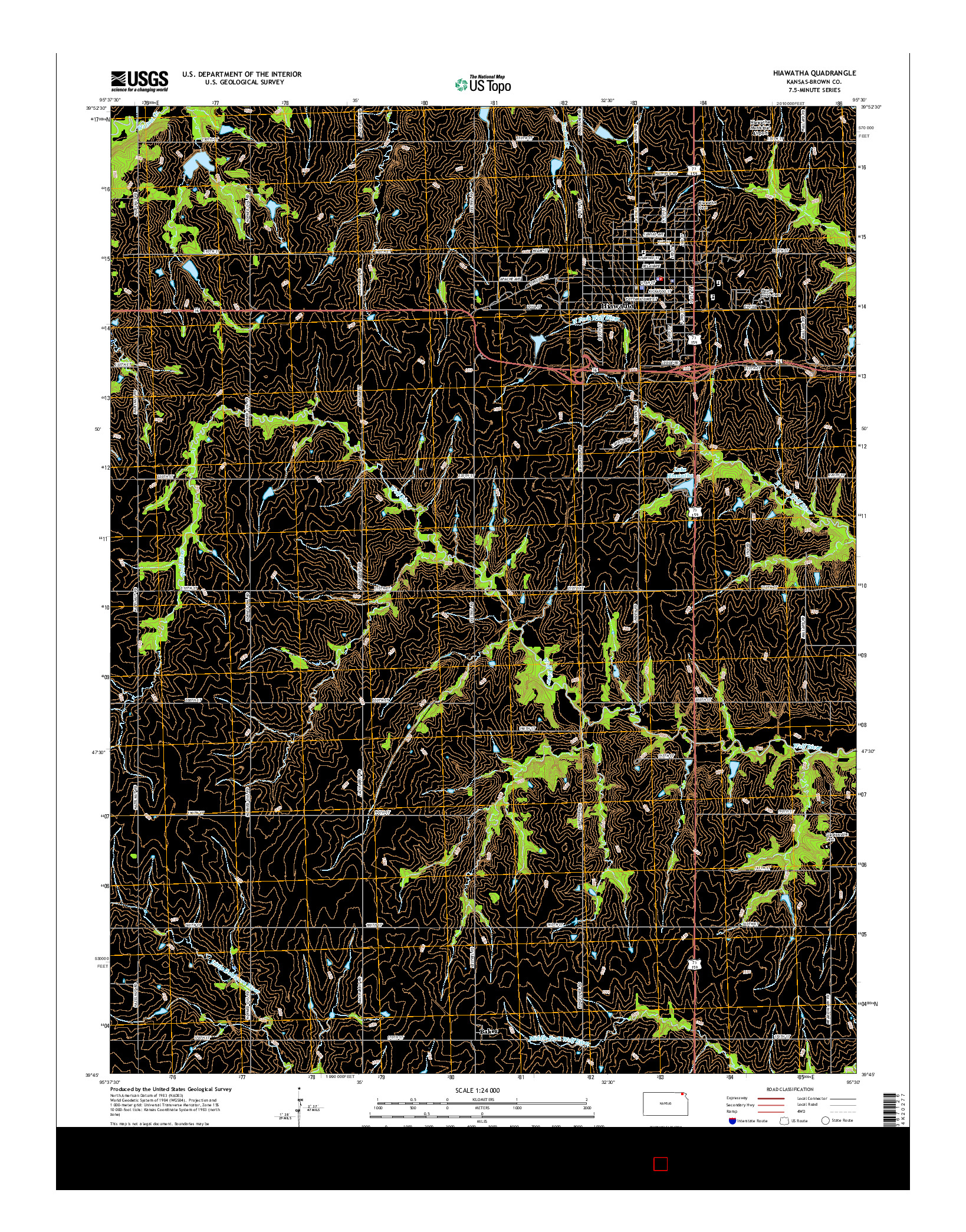 USGS US TOPO 7.5-MINUTE MAP FOR HIAWATHA, KS 2015