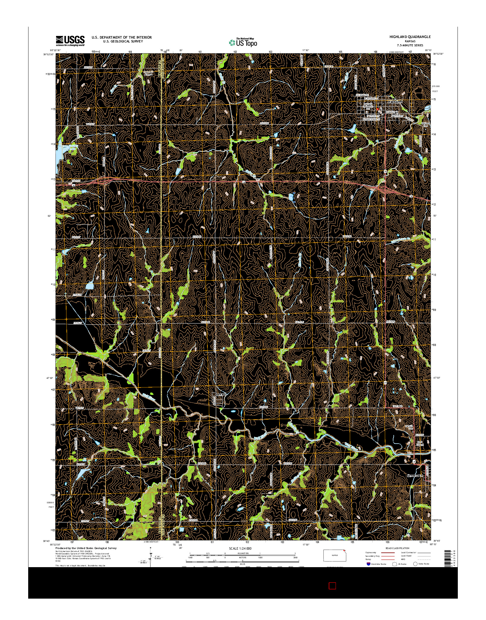 USGS US TOPO 7.5-MINUTE MAP FOR HIGHLAND, KS 2015