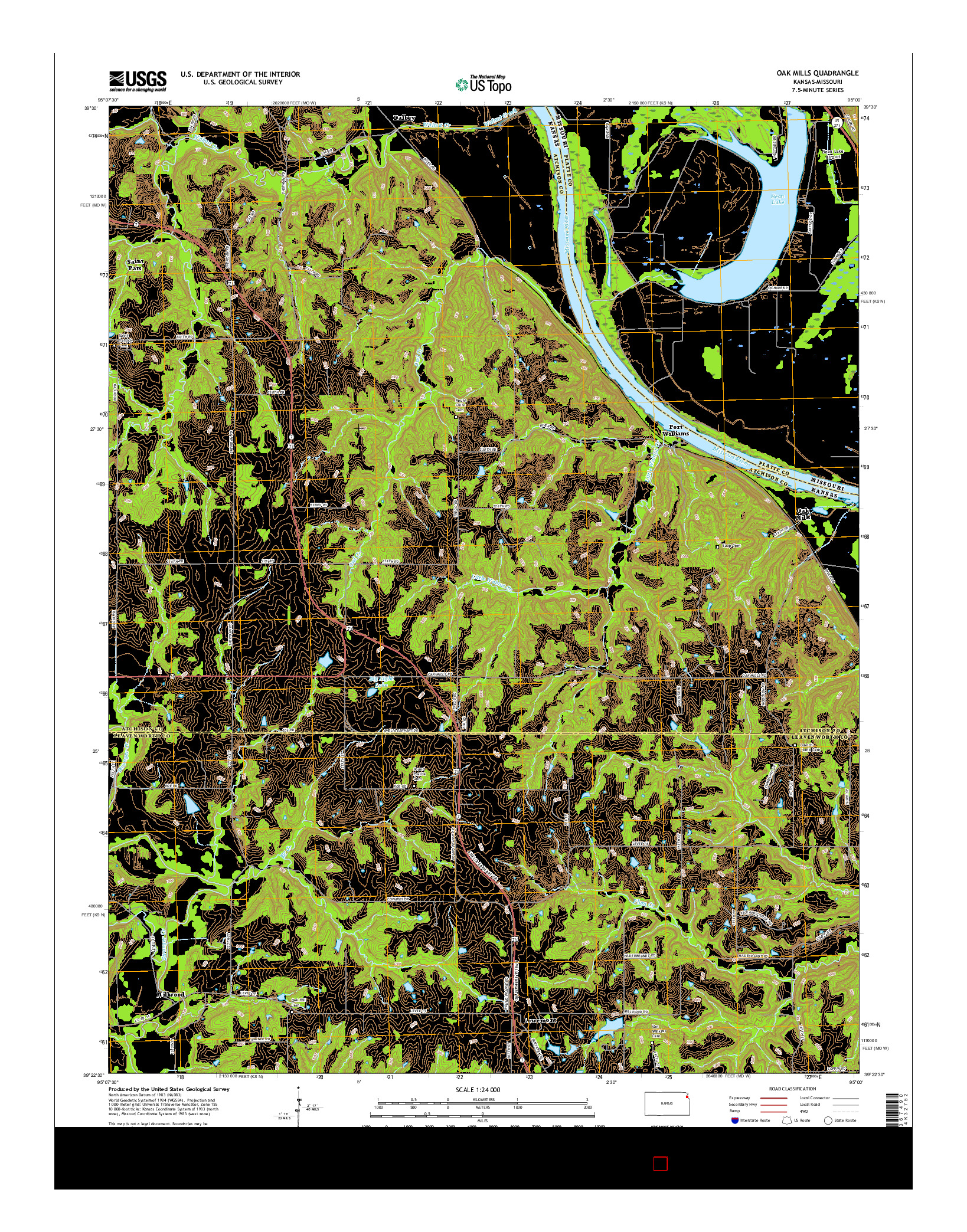 USGS US TOPO 7.5-MINUTE MAP FOR OAK MILLS, KS-MO 2015