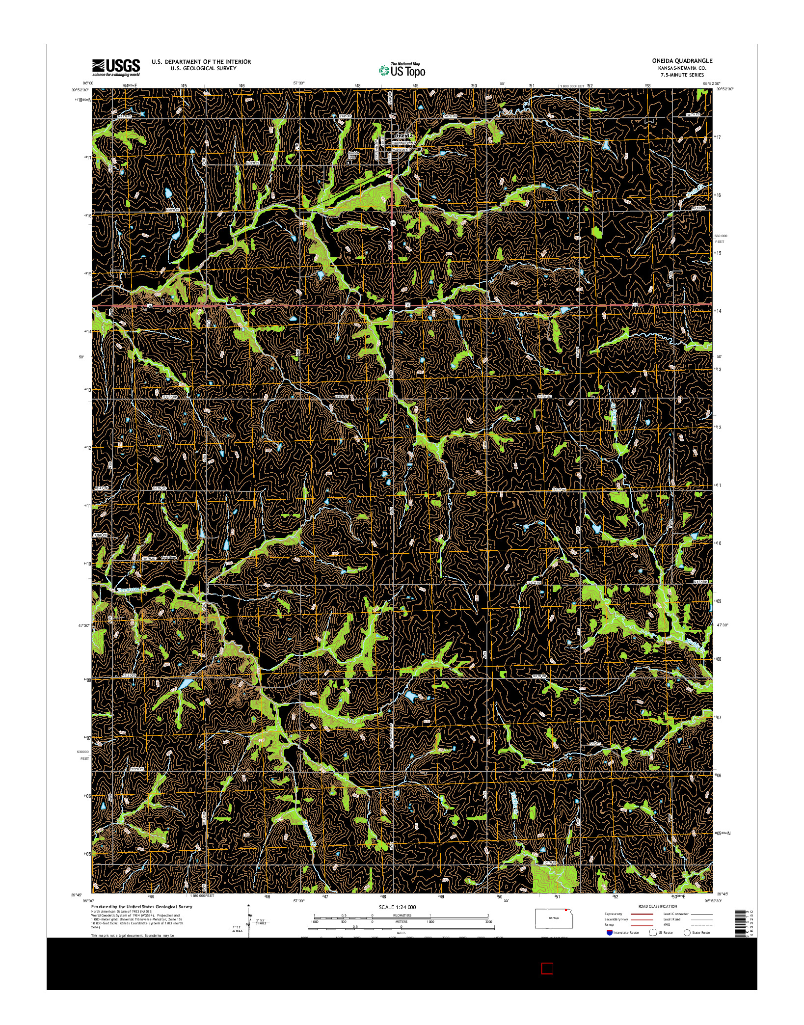 USGS US TOPO 7.5-MINUTE MAP FOR ONEIDA, KS 2015