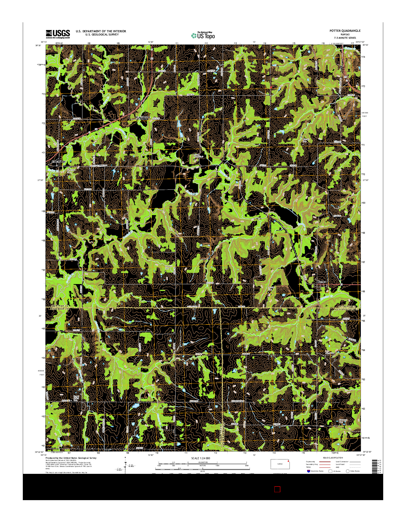 USGS US TOPO 7.5-MINUTE MAP FOR POTTER, KS 2015