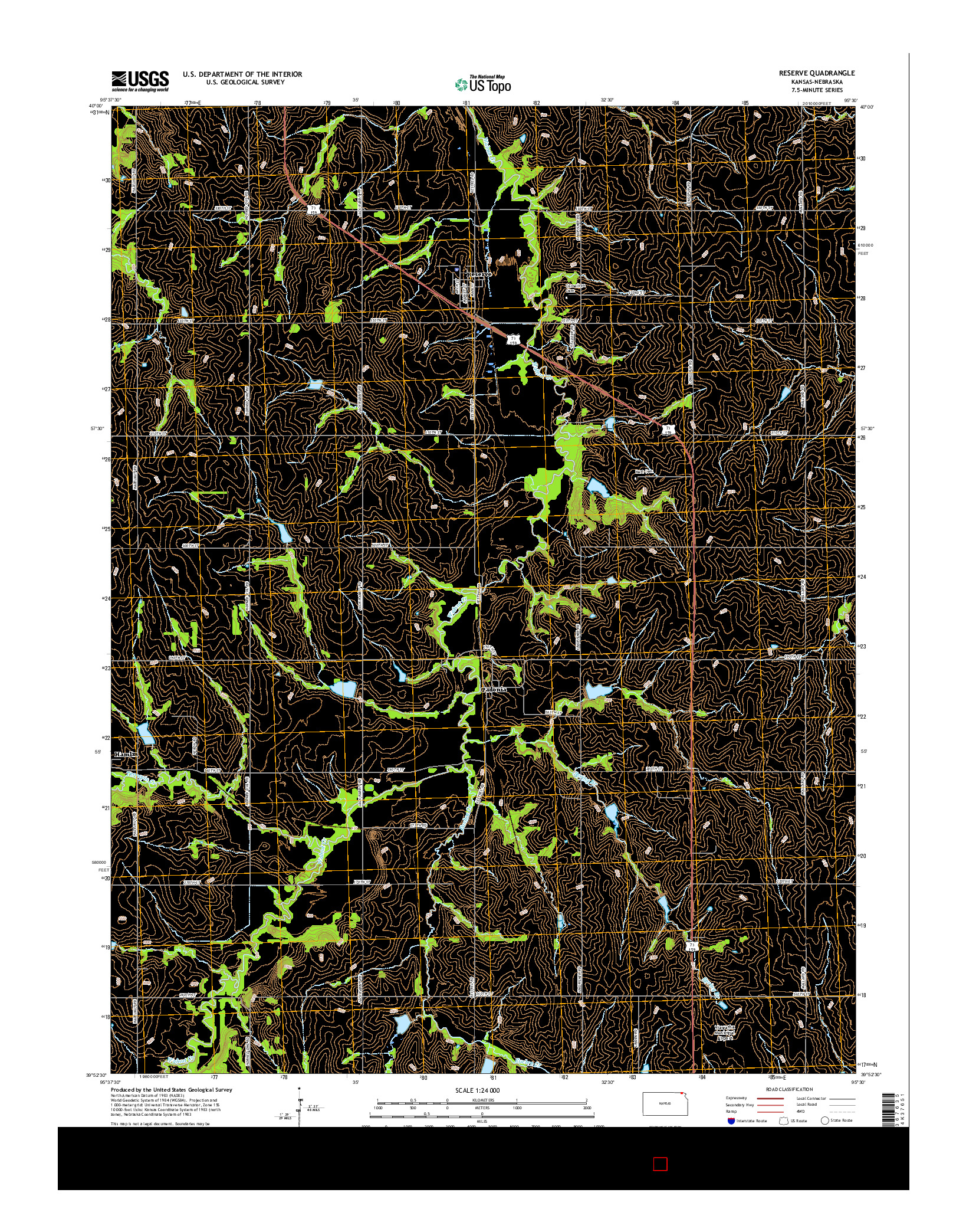 USGS US TOPO 7.5-MINUTE MAP FOR RESERVE, KS-NE 2015