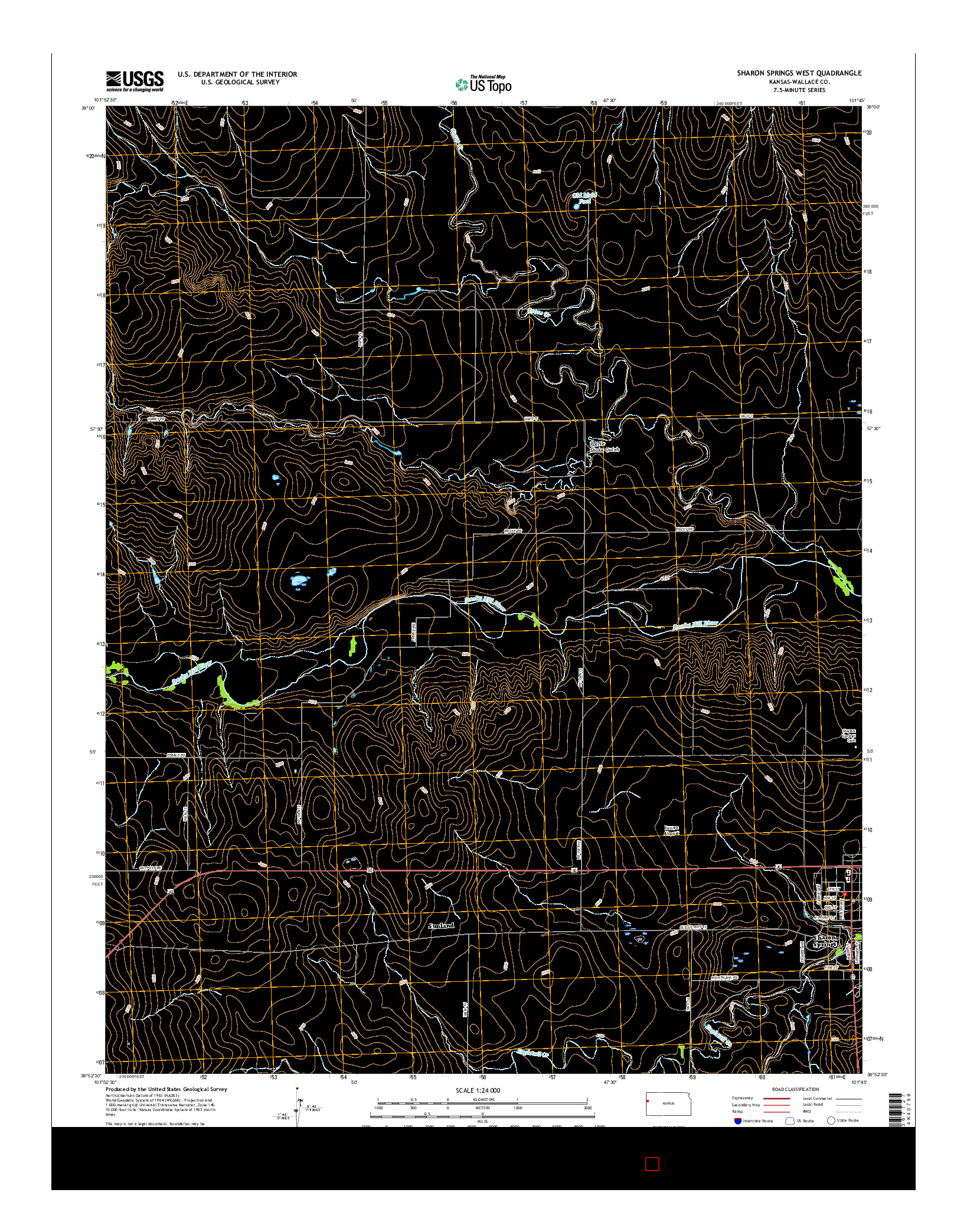 USGS US TOPO 7.5-MINUTE MAP FOR SHARON SPRINGS WEST, KS 2015