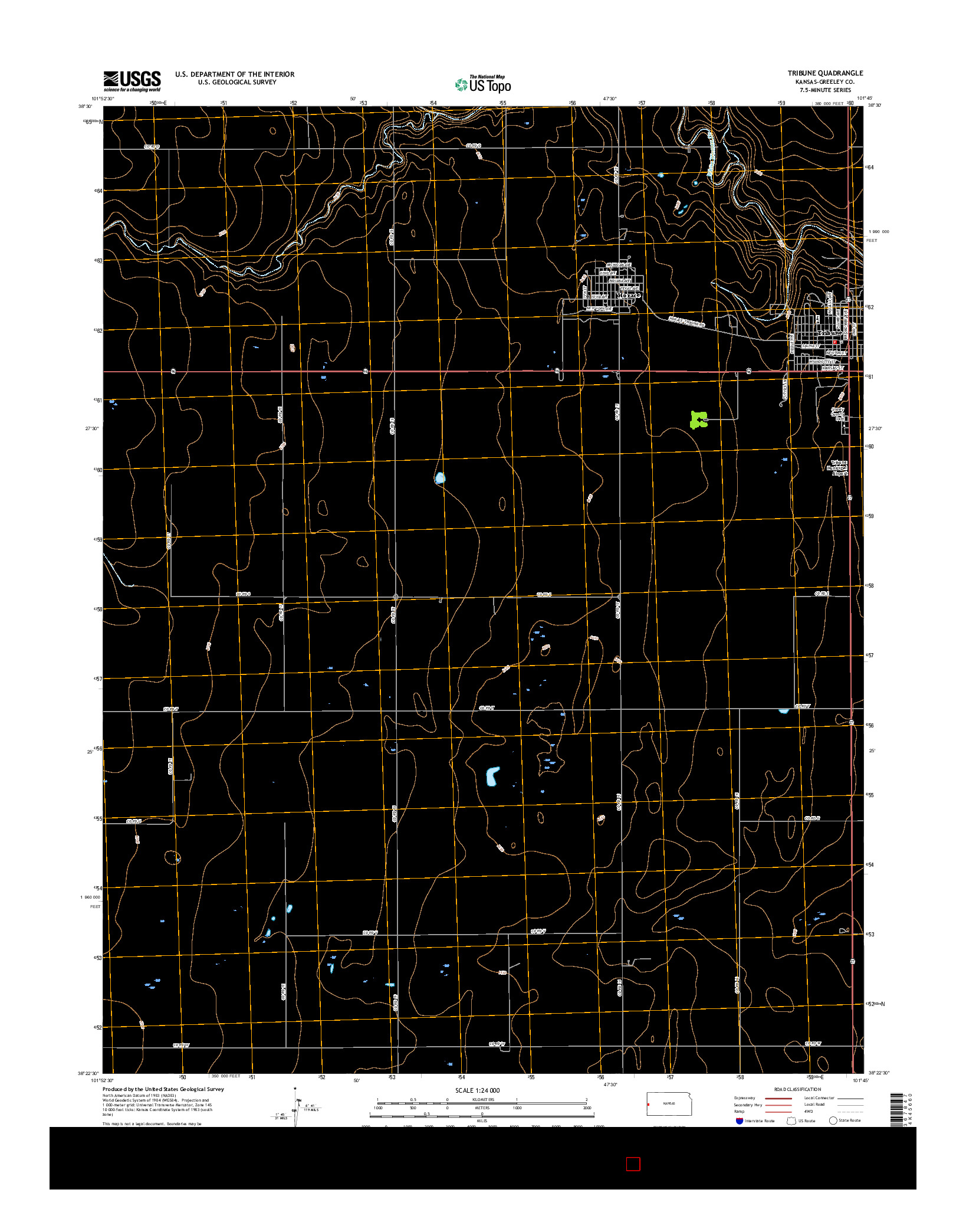 USGS US TOPO 7.5-MINUTE MAP FOR TRIBUNE, KS 2015