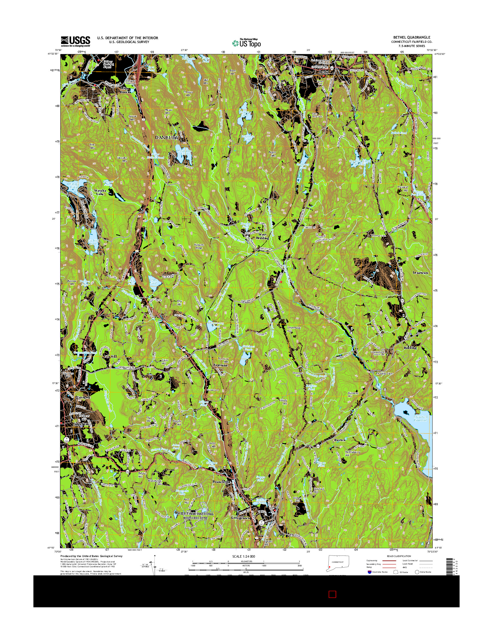 USGS US TOPO 7.5-MINUTE MAP FOR BETHEL, CT 2015