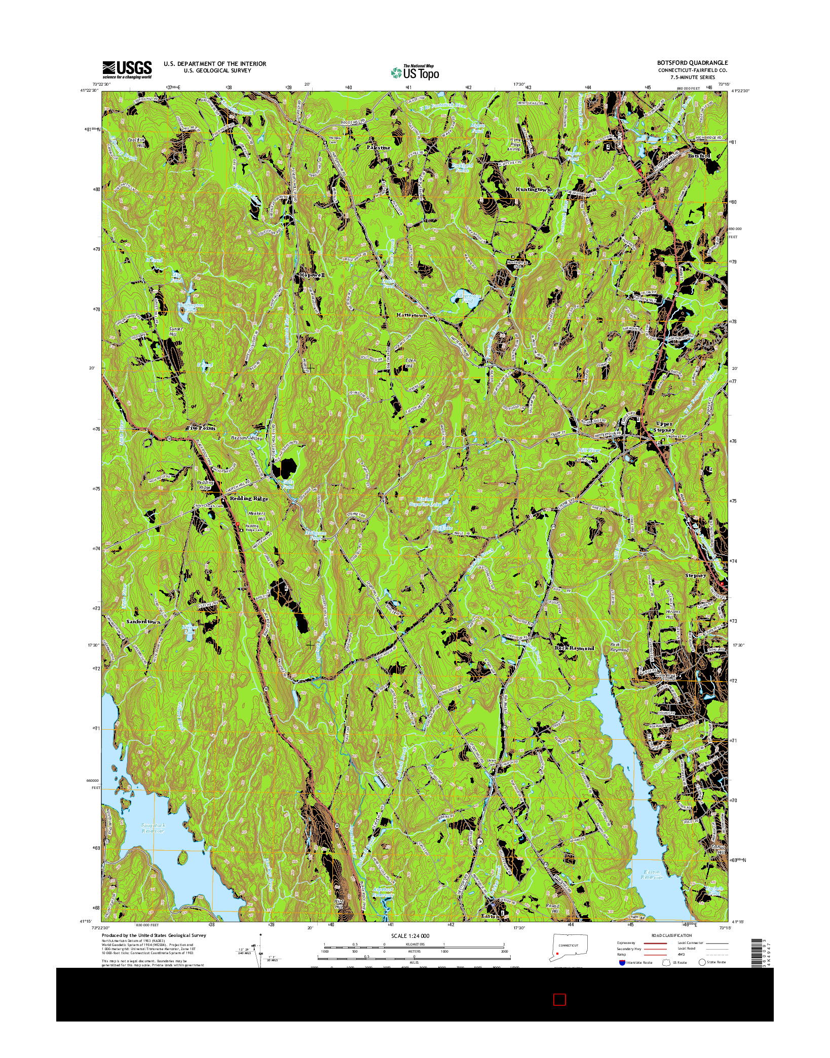 USGS US TOPO 7.5-MINUTE MAP FOR BOTSFORD, CT 2015